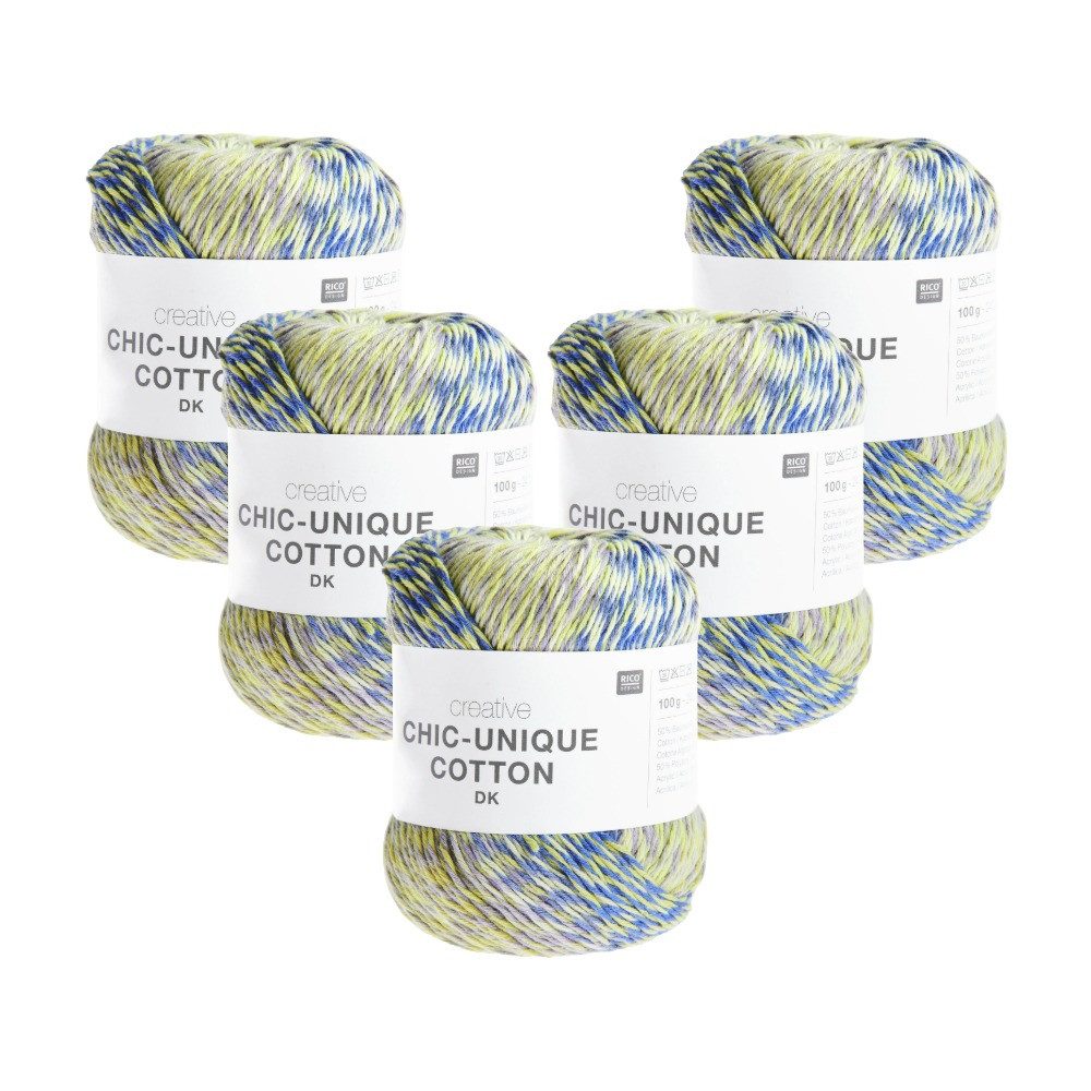 Rico Design 5 x RICO DESIGN CREATIVE CHIC-UNIQUE COTTON DK Häkelwolle, 240 m