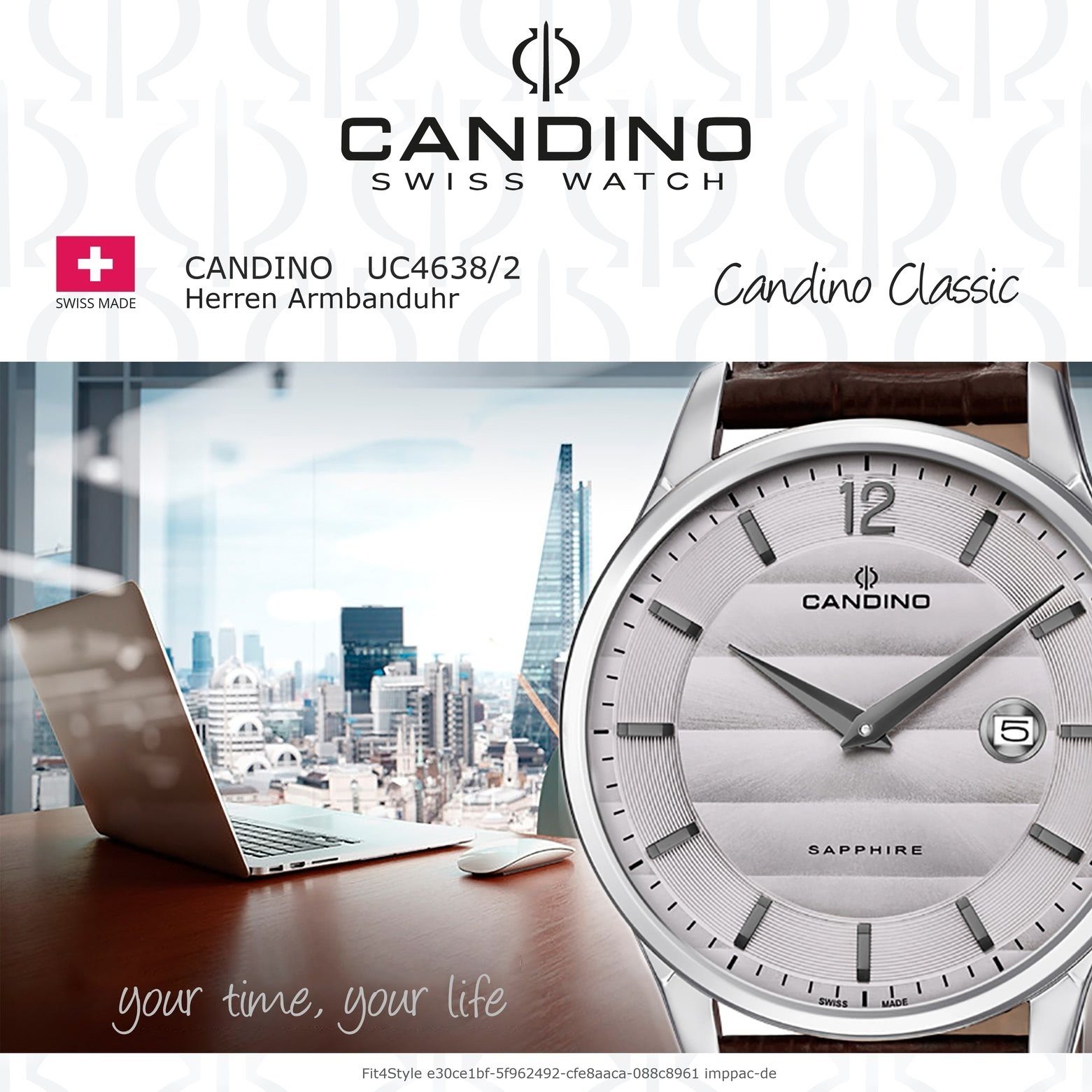 Candino Quarzuhr Candino Herren Quarzuhr Herren rund, Analog Armbanduhr C4638/2, Lederarmband Elegant braun
