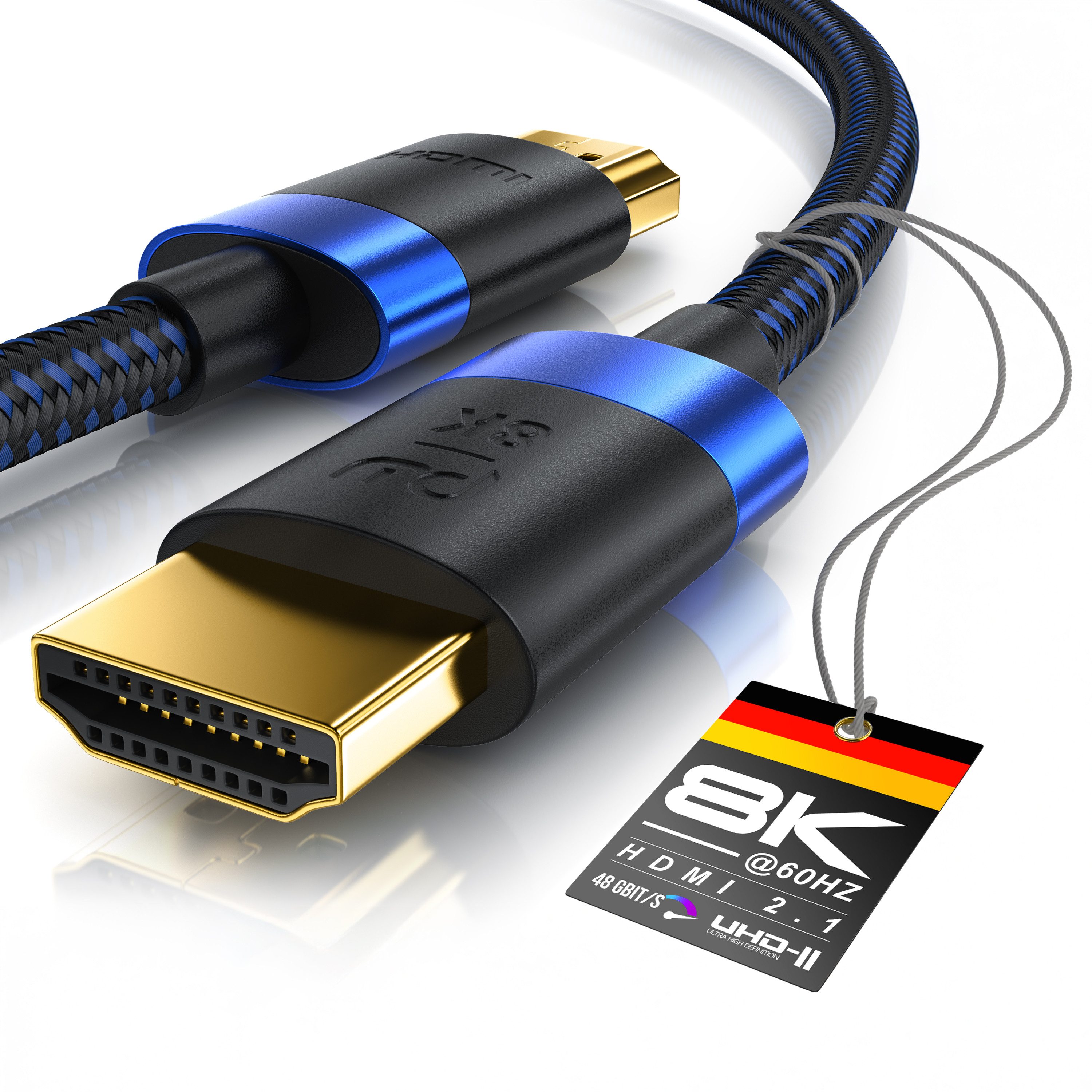 Primewire 8K @ 120Hz / 4K @ 240Hz DSC, Ultra High Speed, Nylonummantelung, 0,5m HDMI-Kabel, HDMI, HDMI Typ A (50 cm), 48 Gbit/s Bandbreite, eARC, CEC, HDCP, für Gaming, Streaming, Heimkino von Primewire