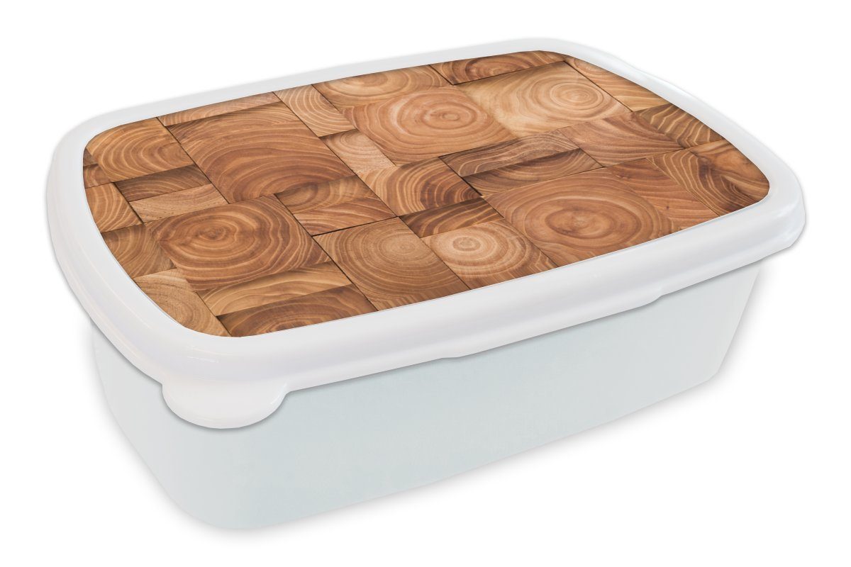 MuchoWow Lunchbox Brennholz in Kinder für und Mädchen Brotbox sauberen Kunststoff, Blöcken, weiß für Jungs Erwachsene, (2-tlg), Brotdose, und