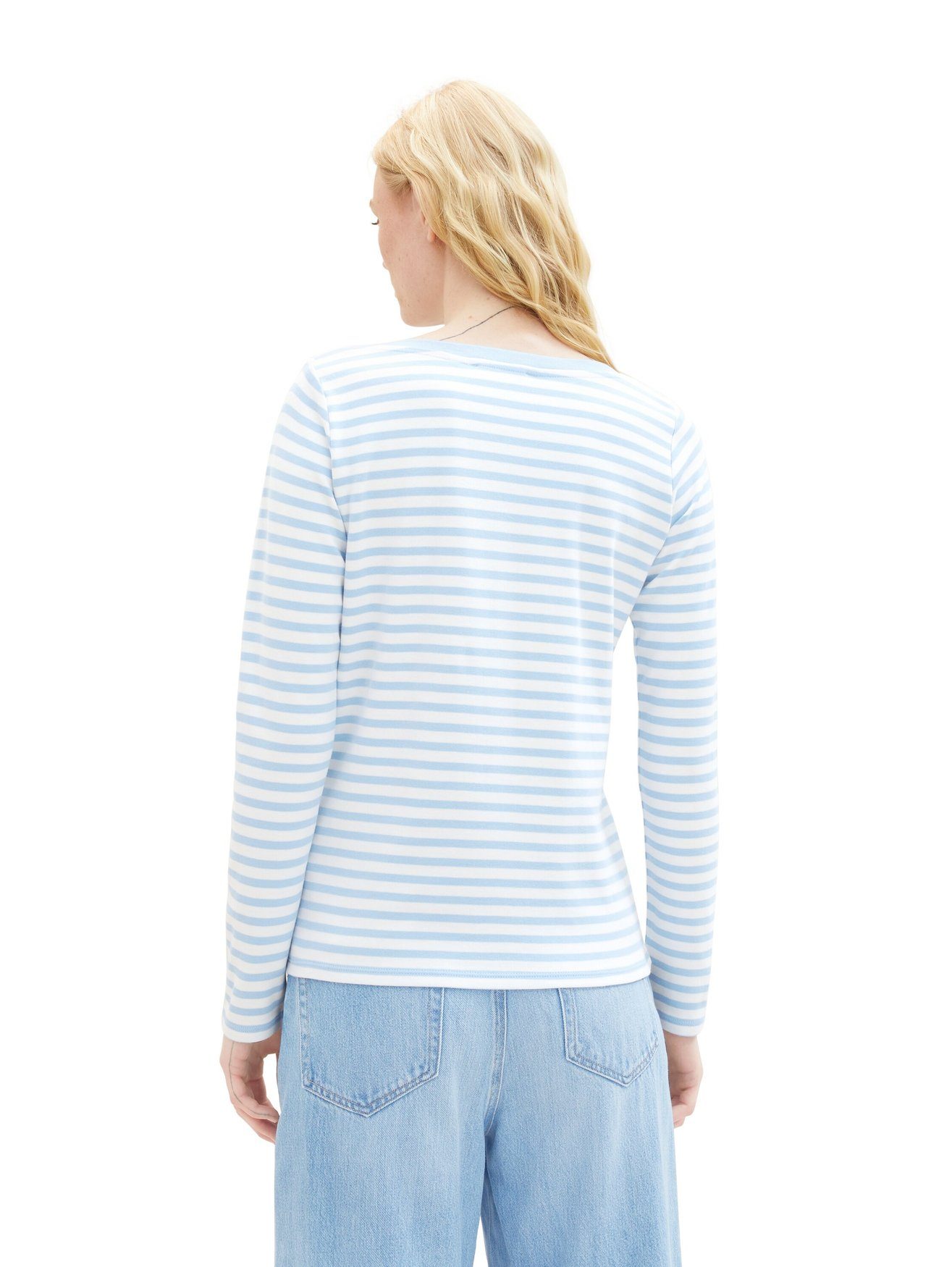 Basic in Gestreiftes Langarm T-Shirt Blau 6287 TOM TAILOR Shirt Pullover