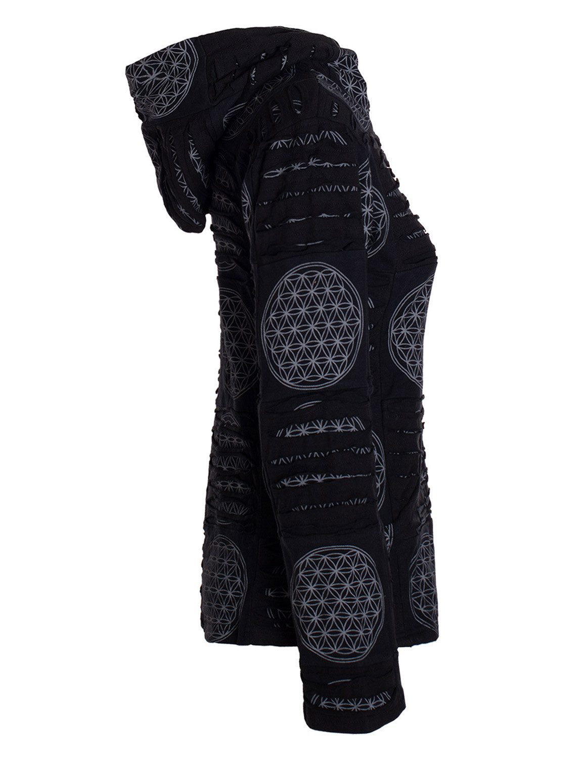Vishes Kapuzensweatjacke Damen-Jacke Blume des Lebens Sweatjacke Hippie-Jacke Kapuzen-Jacke Elfen, Gothik, Ethno Style