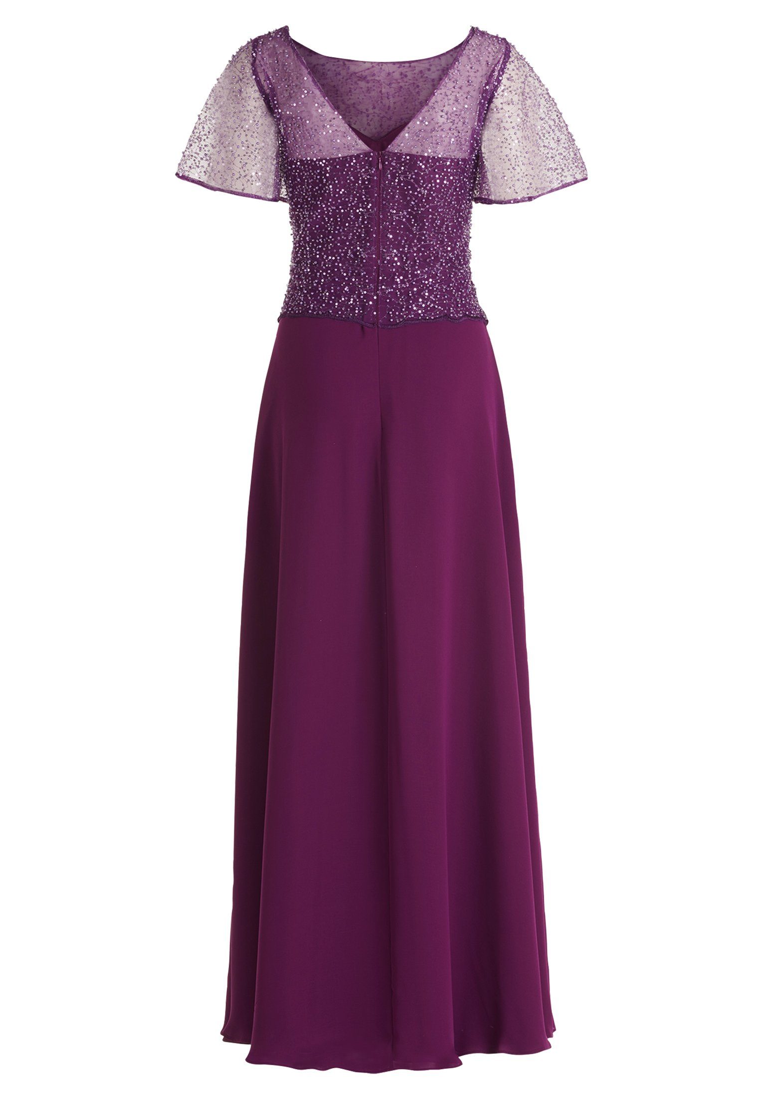 Materialmix Purple mit Vera Maxikleid Mont (1-tlg) Real Stickerei