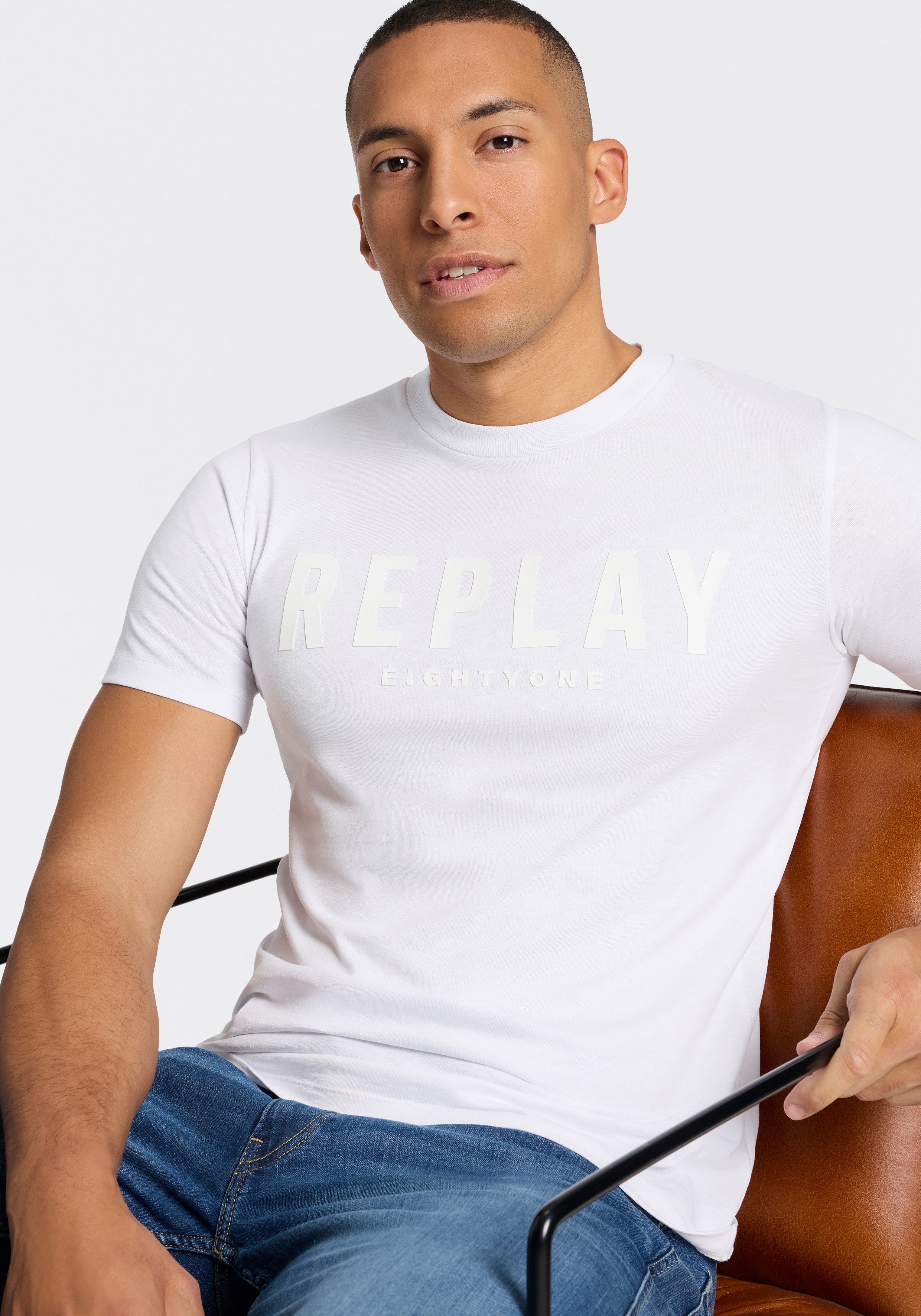 Replay T-Shirt Baumwoll-Qualität, Logoschriftzug – Bild 4 von 5