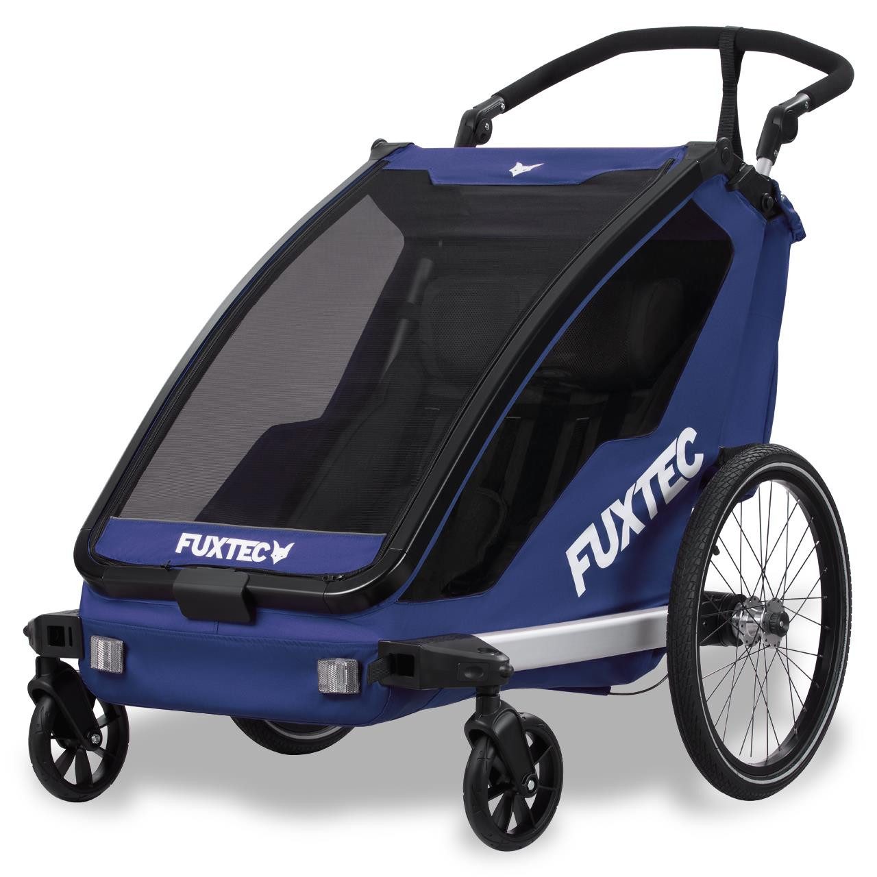 FUXTEC Fahrradkinderanhänger FX-FA1neu, faltbar, für 2 Kinder geeignet, mit 5-Punkt-Sicherheitsgurte