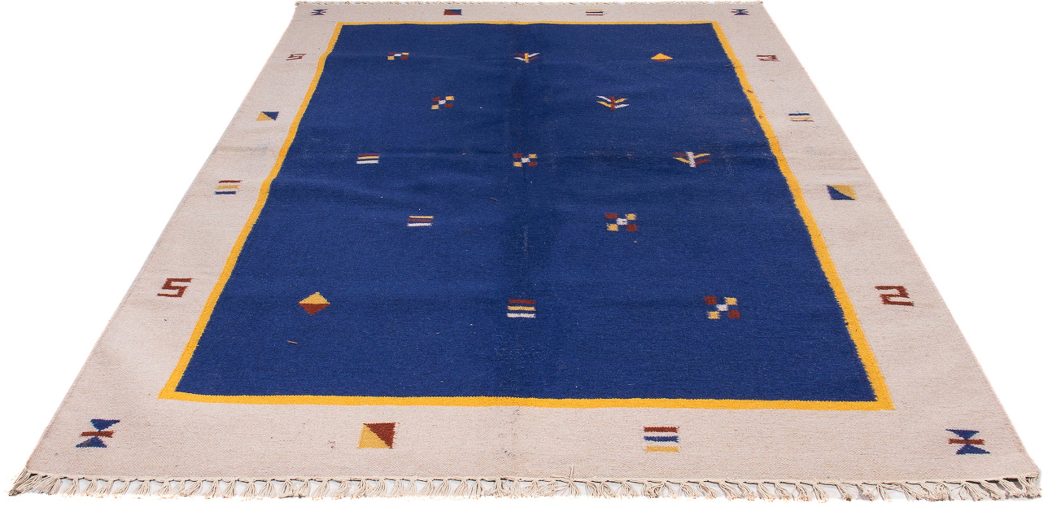 Wollteppich Kelim - Trendy - dunkelblau, 170 rechteckig, morgenland, Wohnzimmer, Höhe: - Einzelstück 240 mm, 4 cm x