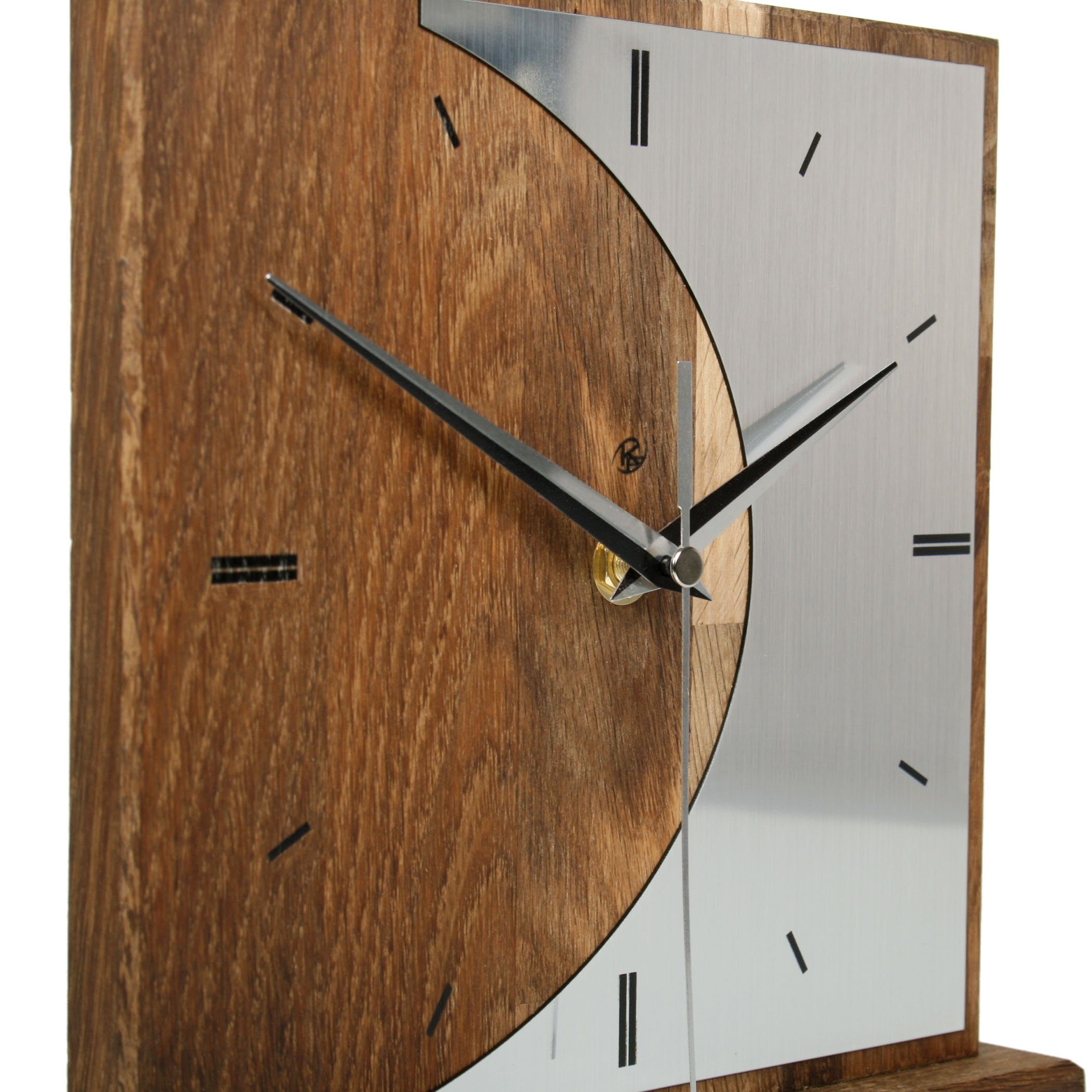 Kreative Feder Standuhr Designer-STANDUHR „Silvermoon“ aus Massivholz, ohne Ticken; Funk- oder Quarzuhrwerk; elegant, außergewöhnlich, modern