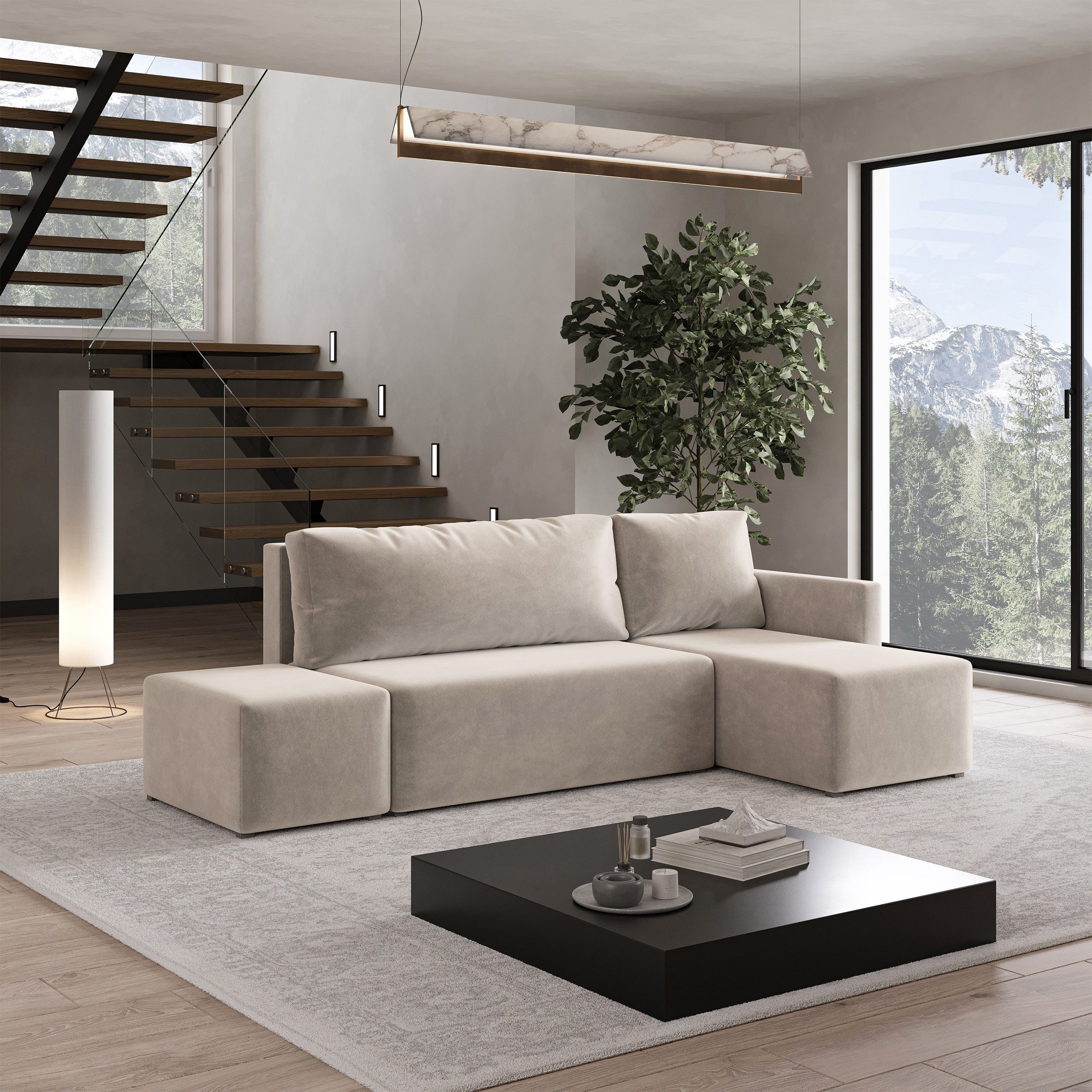 Masseno Ecksofa VELOTTI mit Schlaffunktion L-Form, Sofa mit Bettkasten