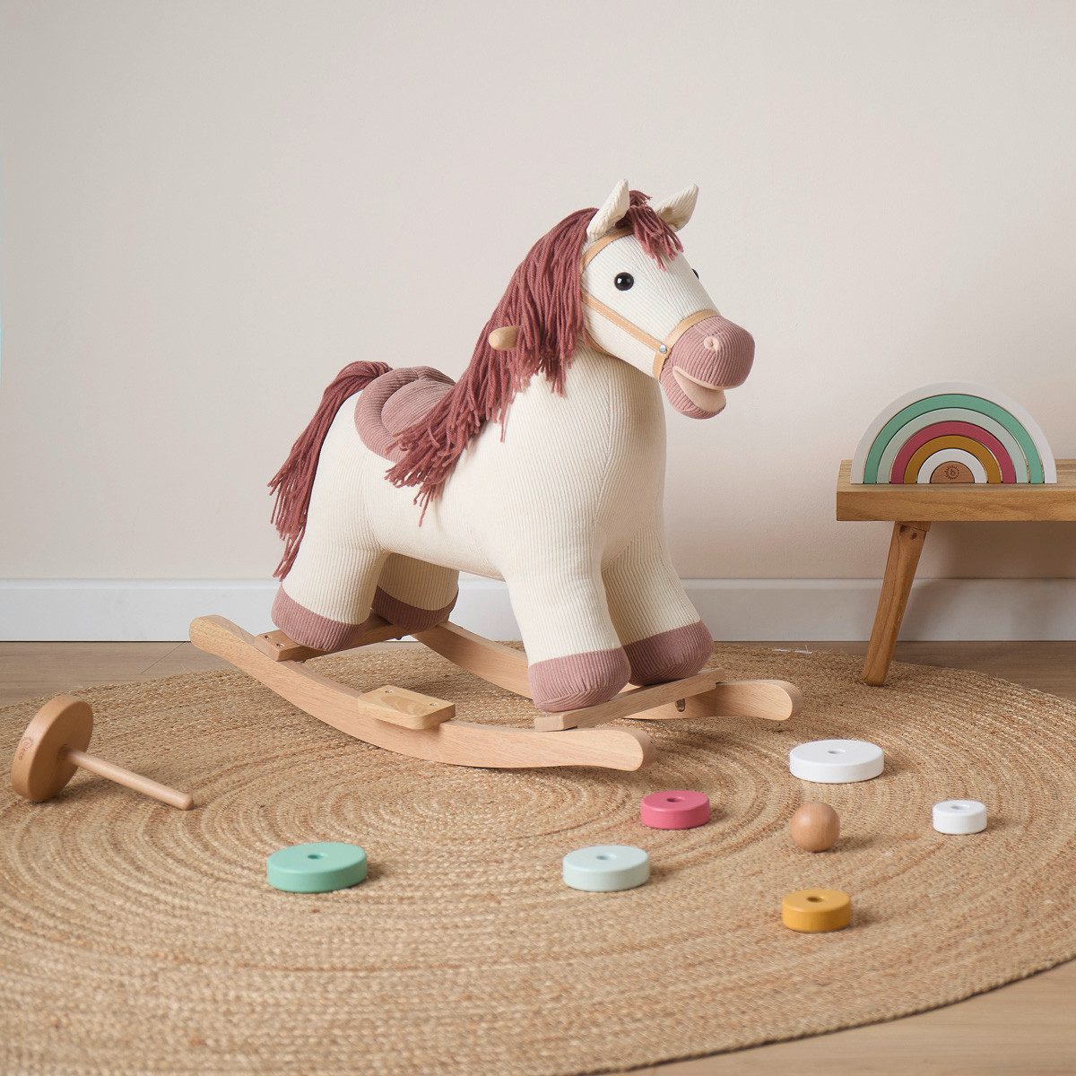 BIECO Schaukeltier Schaukelpferd Ginger aus Plüsch & Holz – Wippe ab 9 Mona günstig online kaufen