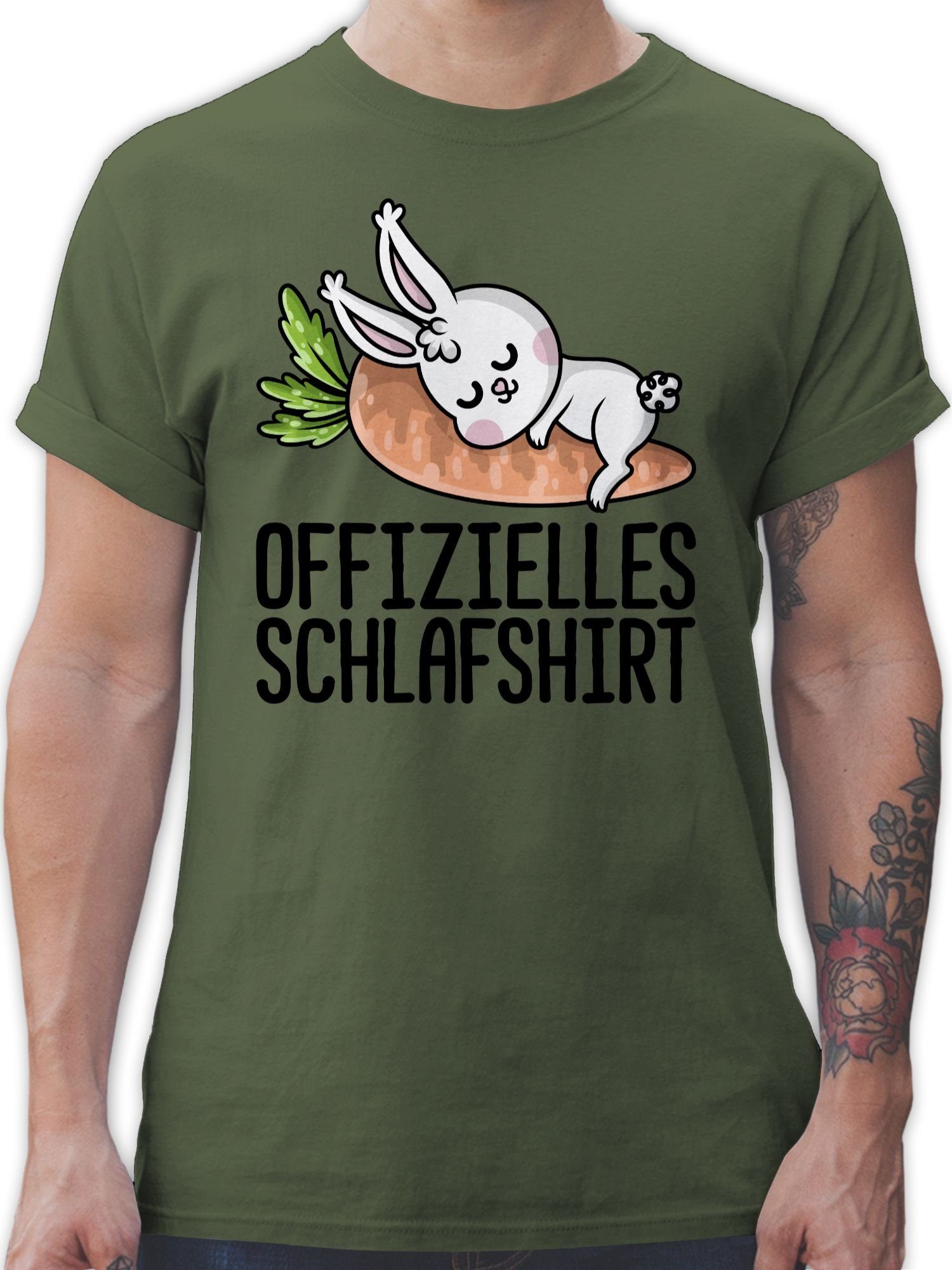 Shirtracer T-Shirt Offizielles Schlafshirt mit Hase schwarz Sprüche Statement 02 Army Grün