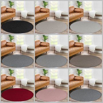 Teppich Unicolor - Einfarbig, Teppium, Rund, Höhe: 11 mm, Einfarbig Kurzflor Runder Teppich Wohnzimmer Flauschig Weich