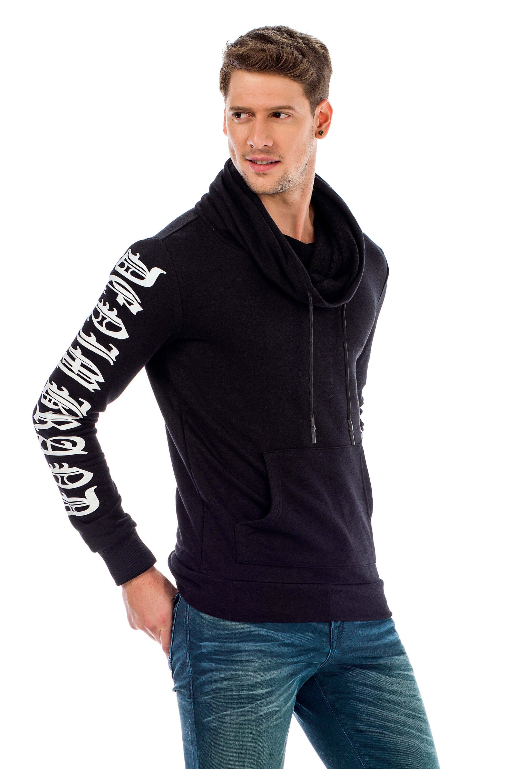 Cipo & Baxx Sweatshirt Schalkragen mit schwarz