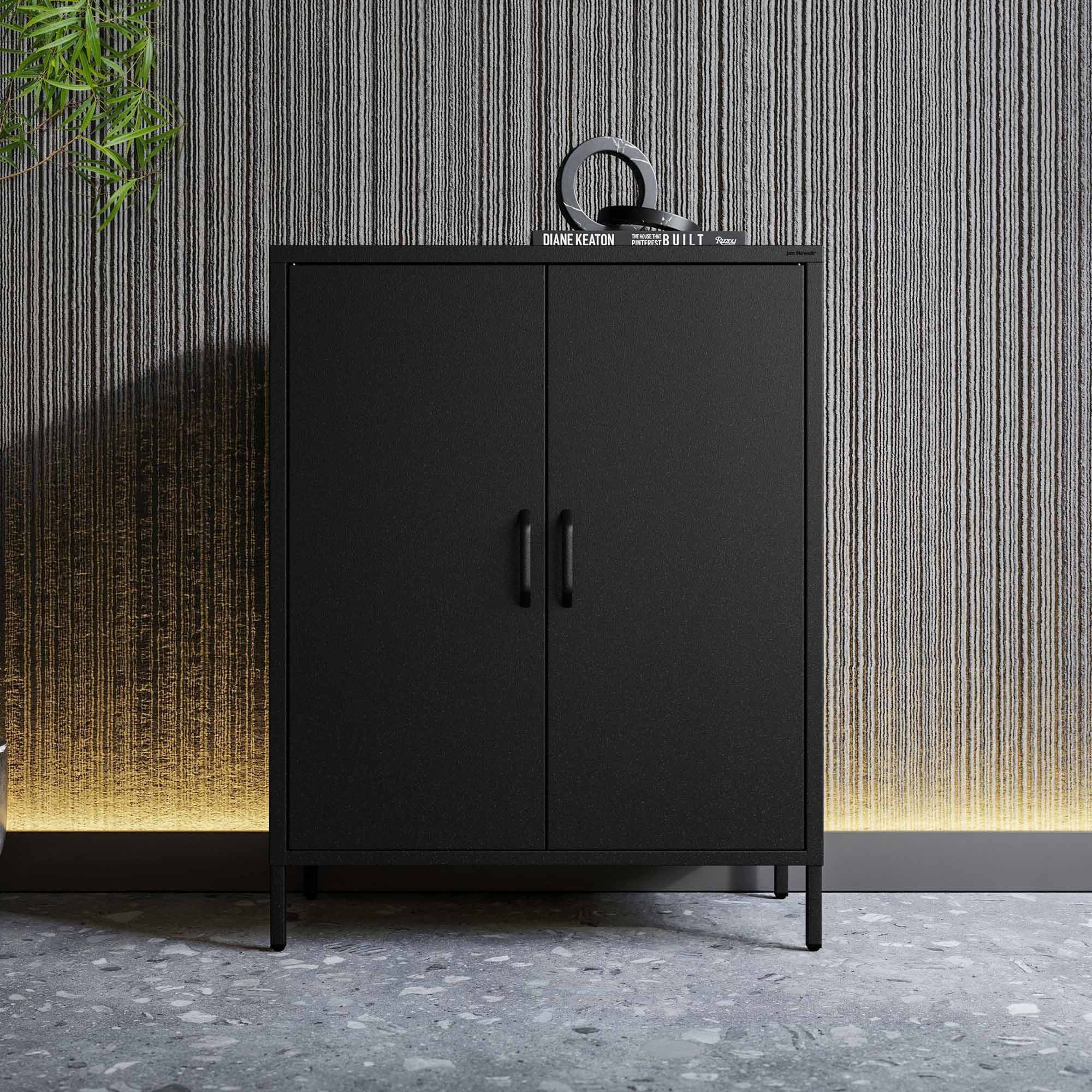 Jan Nowak Mehrzweckschrank Metall Werkstattschrank SZYMON 92 cm 3 Böden 2 Schubladen (1,1 mm 185 x 92 x 50 cm Lochabstand 27 mm 120 kg PZH) Kleiderschrank 2-türig magnetverschluss 40 kg 6 Farben Stahl