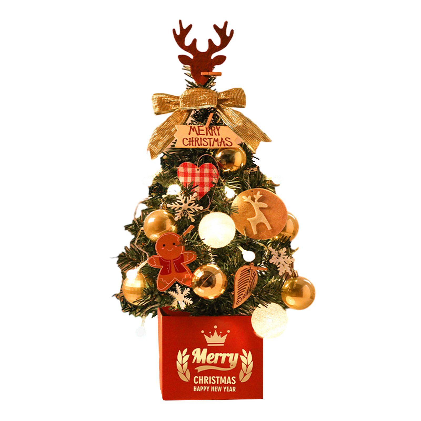 Blusmart Christbaumschmuck Mini-Weihnachtsbaumschmuck, 45 Cm, Rot/Gold/Rosa, Personalisierte Kredit | Dekohänger