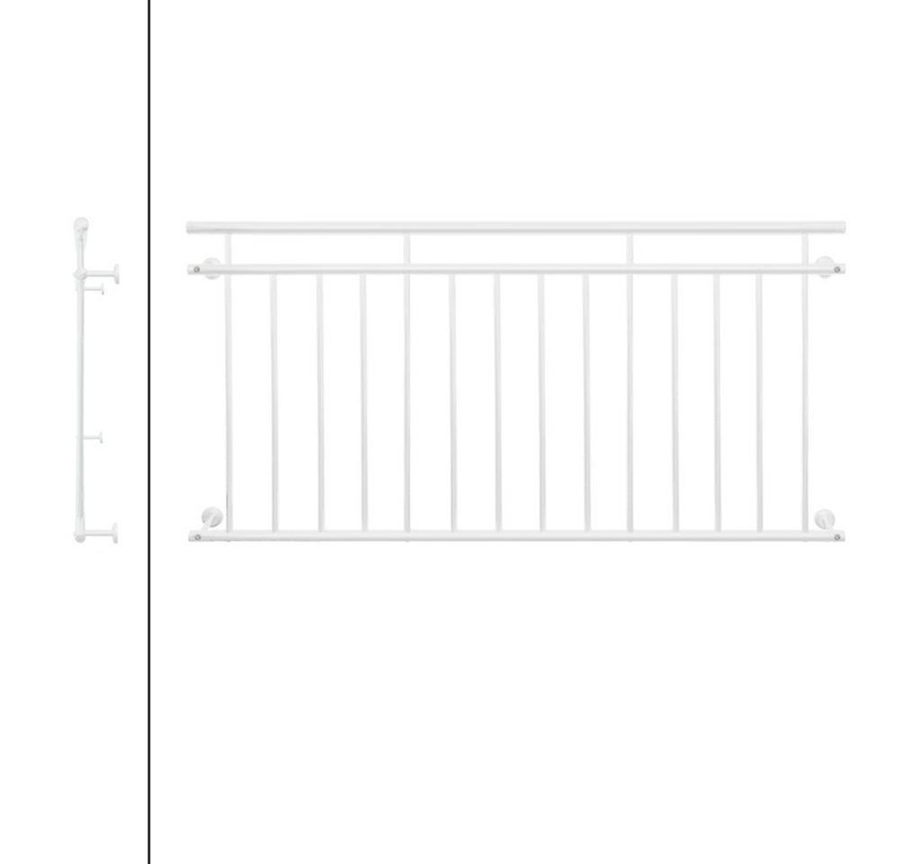 Thumbnail - ECD Germany Brüstungsgeländer Französischer Balkon aus Edelstahl Balkongeländer Balkongitter, 184 cm Länge, 90 cm Höhe, ...