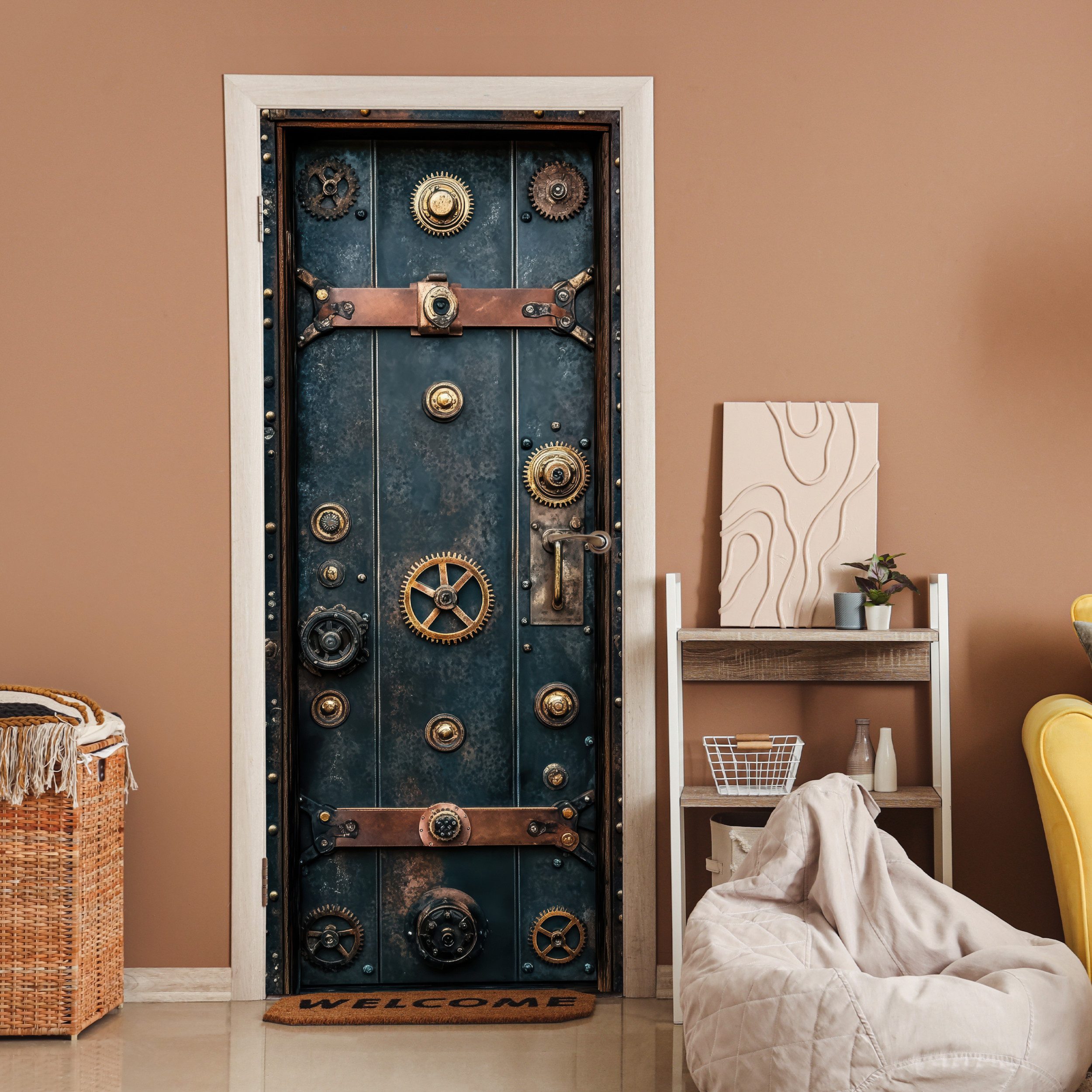 MuchoWow Türtapete Tür - Tresor - Industriell - Vintage, Matt, bedruckt, (1 günstig online kaufen