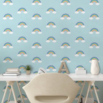 Abakuhaus Vinyltapete selbstklebendes Wohnzimmer Küchenakzent, Regenbogen Simplistic Nursery Wolken