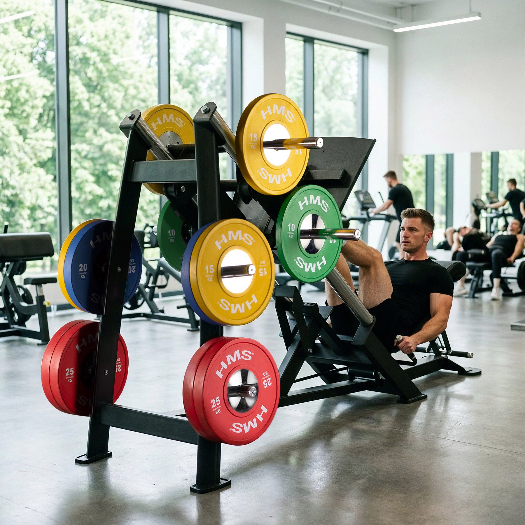 HMS Multipresse Beinpresse Leg Press Commercial, (Spar-Set, 1-tlg., 270 x 135 x 164 cm stabil), 500 kg, verstellbare Rückenlehne, Carbon-Optik
