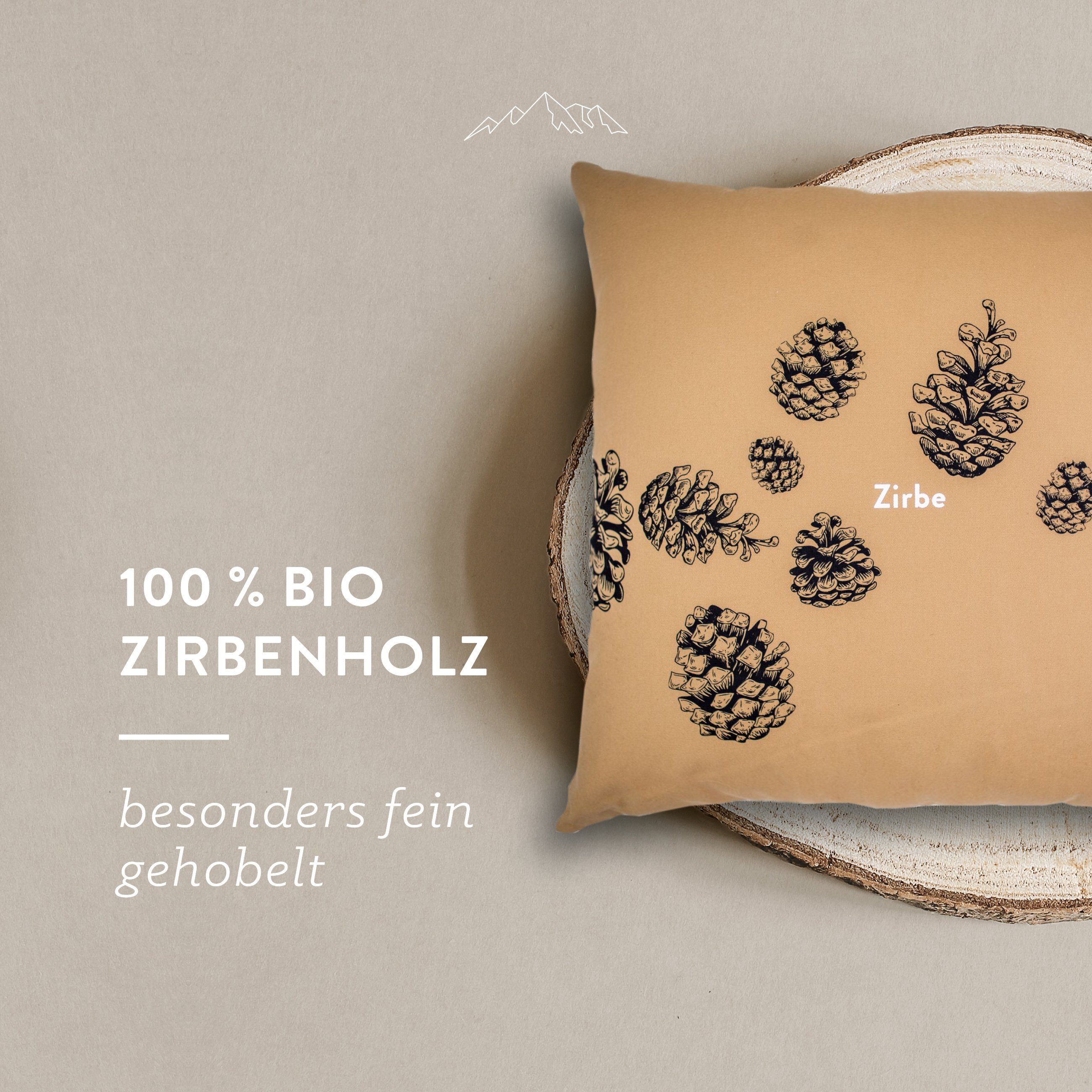 Allgäuquelle Zirbenkissen BIO ZirbenKissen mit Zirbenspäne (1000g), Duftkissen Kopfkissen naturrein und biologisch.