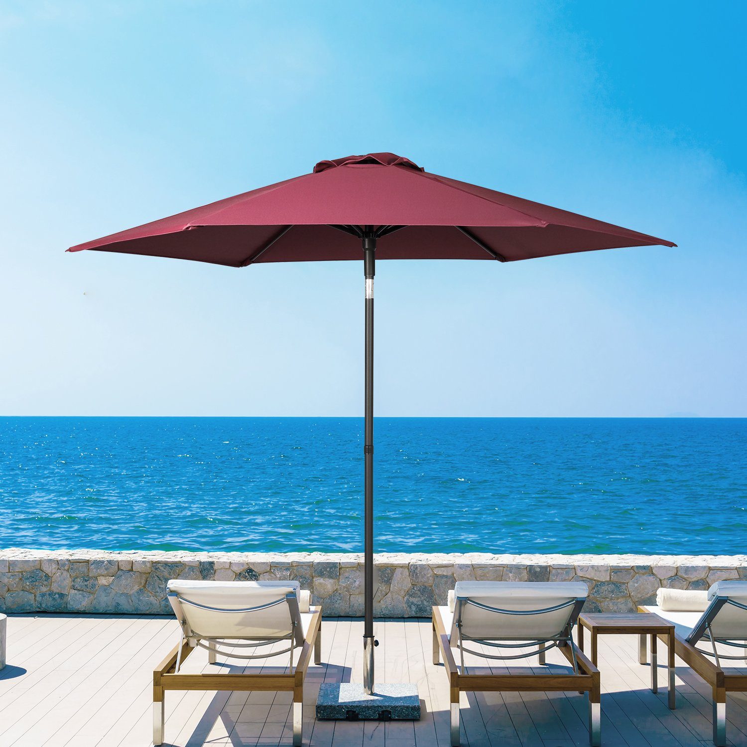 KAHOO Sonnenschirm Strandschirm, Gartenschirm mit Kurbel, ohne Schirmständer