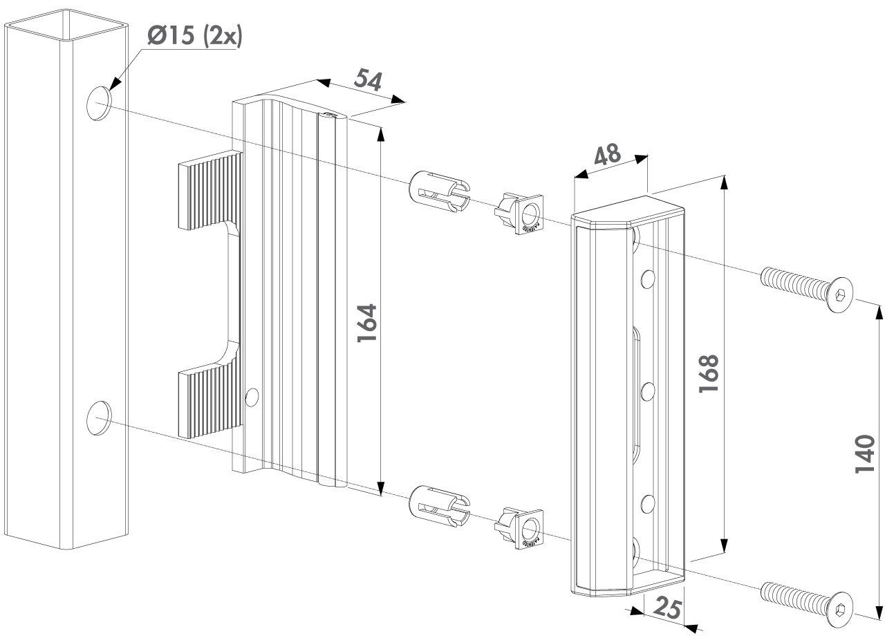 LOCINOX Aufschraubschloss Drehtoranschlag SAKL/SARL QF2 für LOCINOX Drehtorschlösser