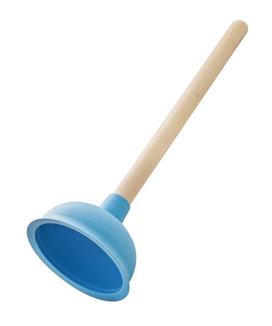 aquaSu Pümpel Abflussreiniger, L: 41.5 cm, (1 tlg., mit Holzstiel), Blau, für WC, Wanne, Dusche, Waschbecken und Urinal, 250818