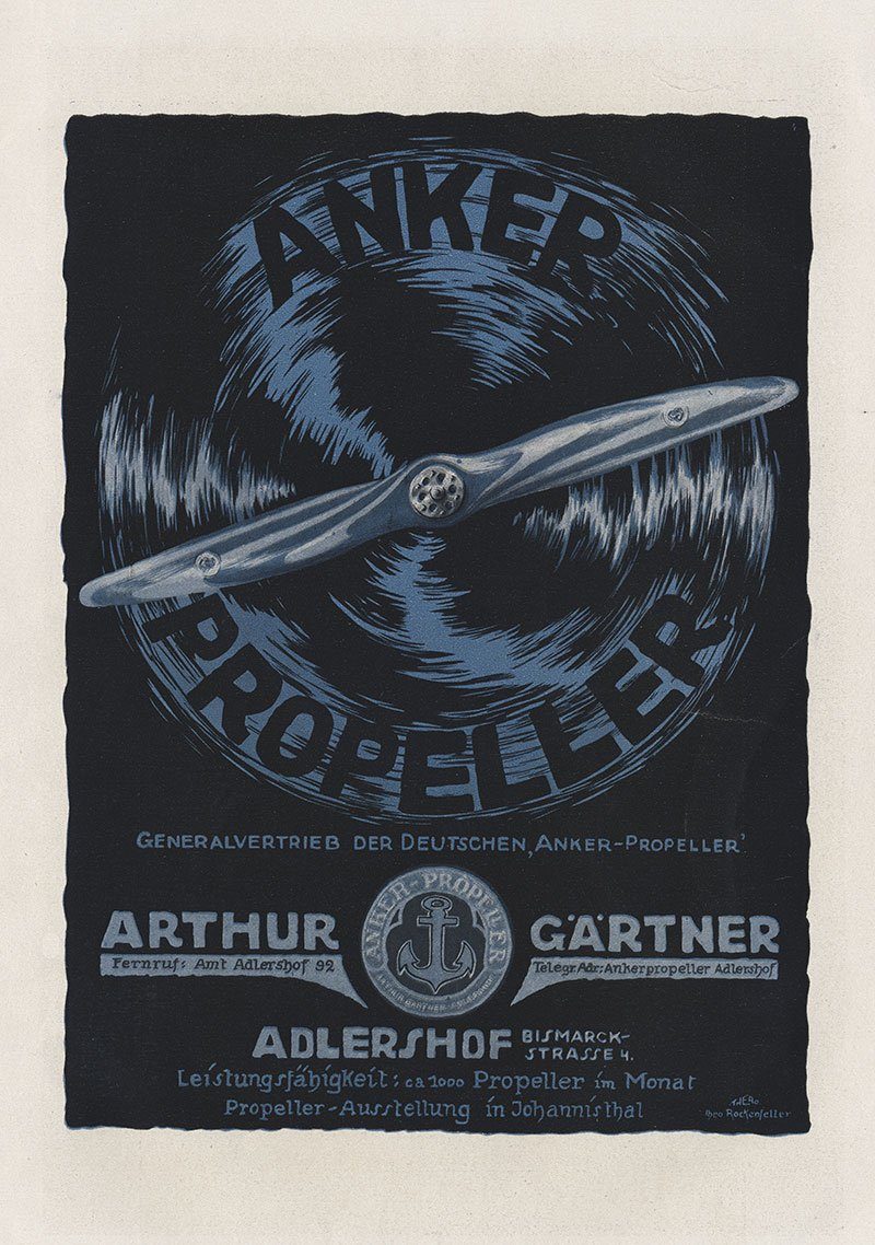 BillerAntik Kunstdruck Anker Propeller Arthur Gärtner Johannisthal