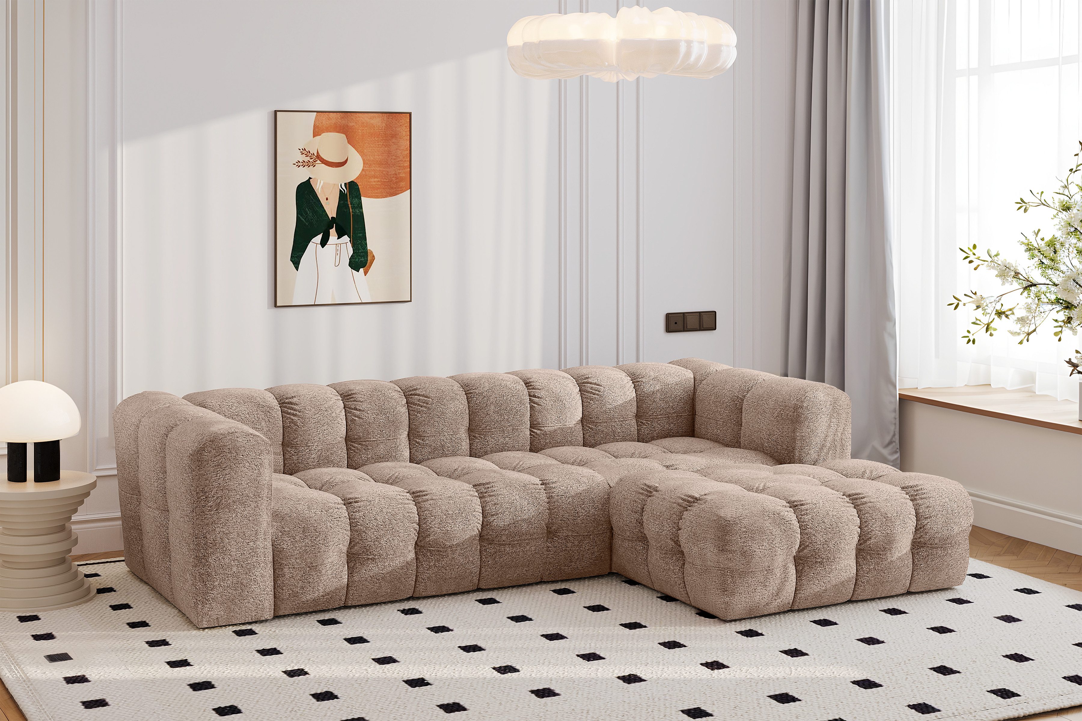 Kaiser Möbel Ecksofa BALOO L modernes freistehendes, für das Wohnzimmer, stoff Arena, Einzelsofa, gesteppte Oberfläche,freistehend platzierbar,hoher Sitzkomfort