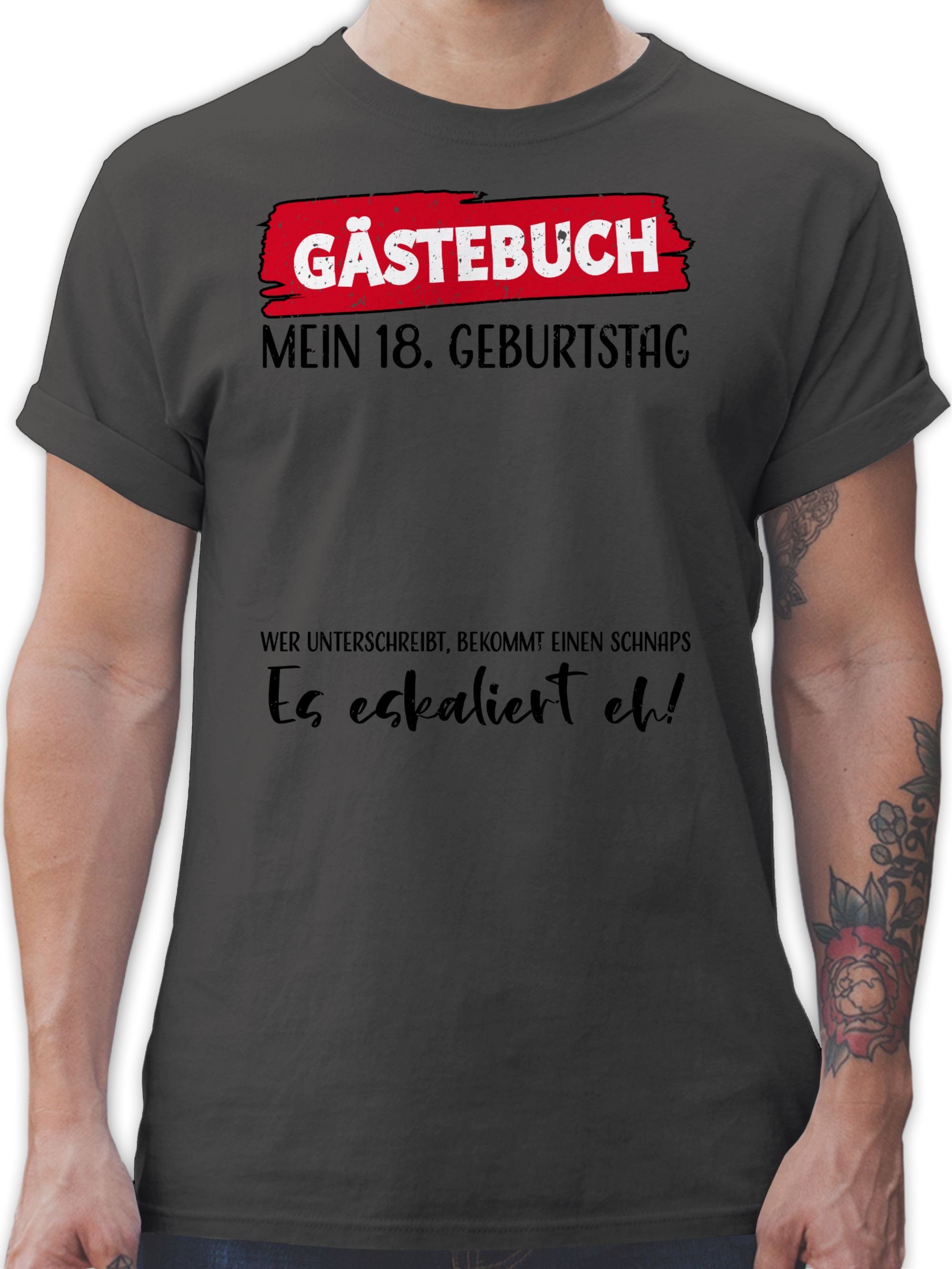 Shirtracer T-Shirt Gästebuch 18. Geburtstag 18. Geburtstag 01 Dunkelgrau