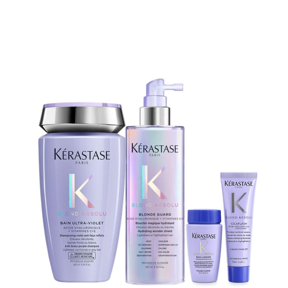 Kérastase Haarpflege-Set Blond Absolu Set mit Minis, 4-tlg., inklusive 2 Probiergrößen für blondes Haar