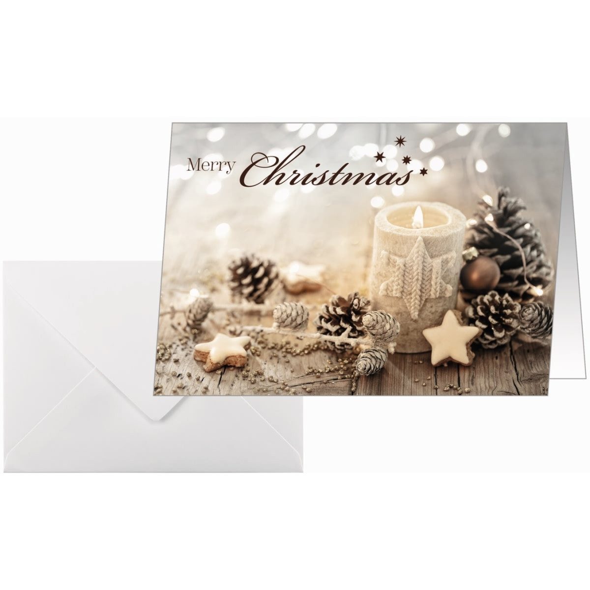 Sigel Klappkarte Weihnachtskarte A6(A5) 250g 25+25 Stück Beige Christmas Candle