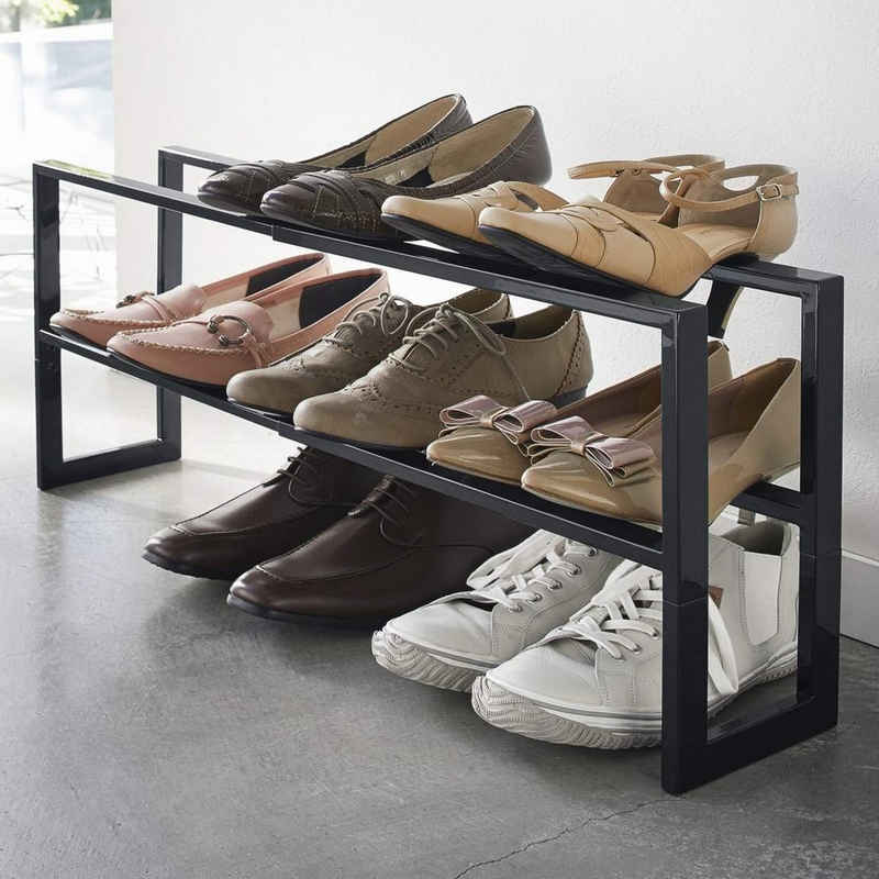 Yamazaki Schuhregal »Line«, mit 2 Ablagen, ausziehbar von 38 bis 70cm, für 6-9 Paar, minimalistisch, aus Metall, freistehend