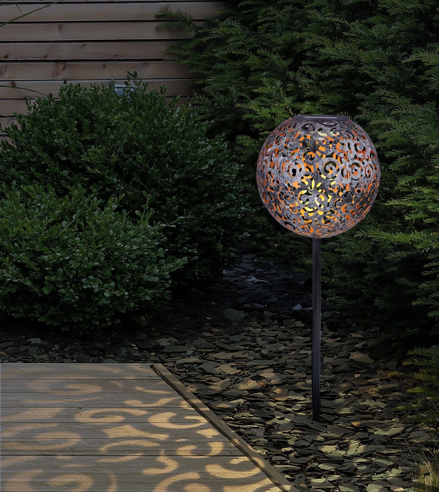 Globo LED Solarleuchte GLOBO Garten Solarleuchte Kugel Erdspieß Leuchte Außen Solarlampe