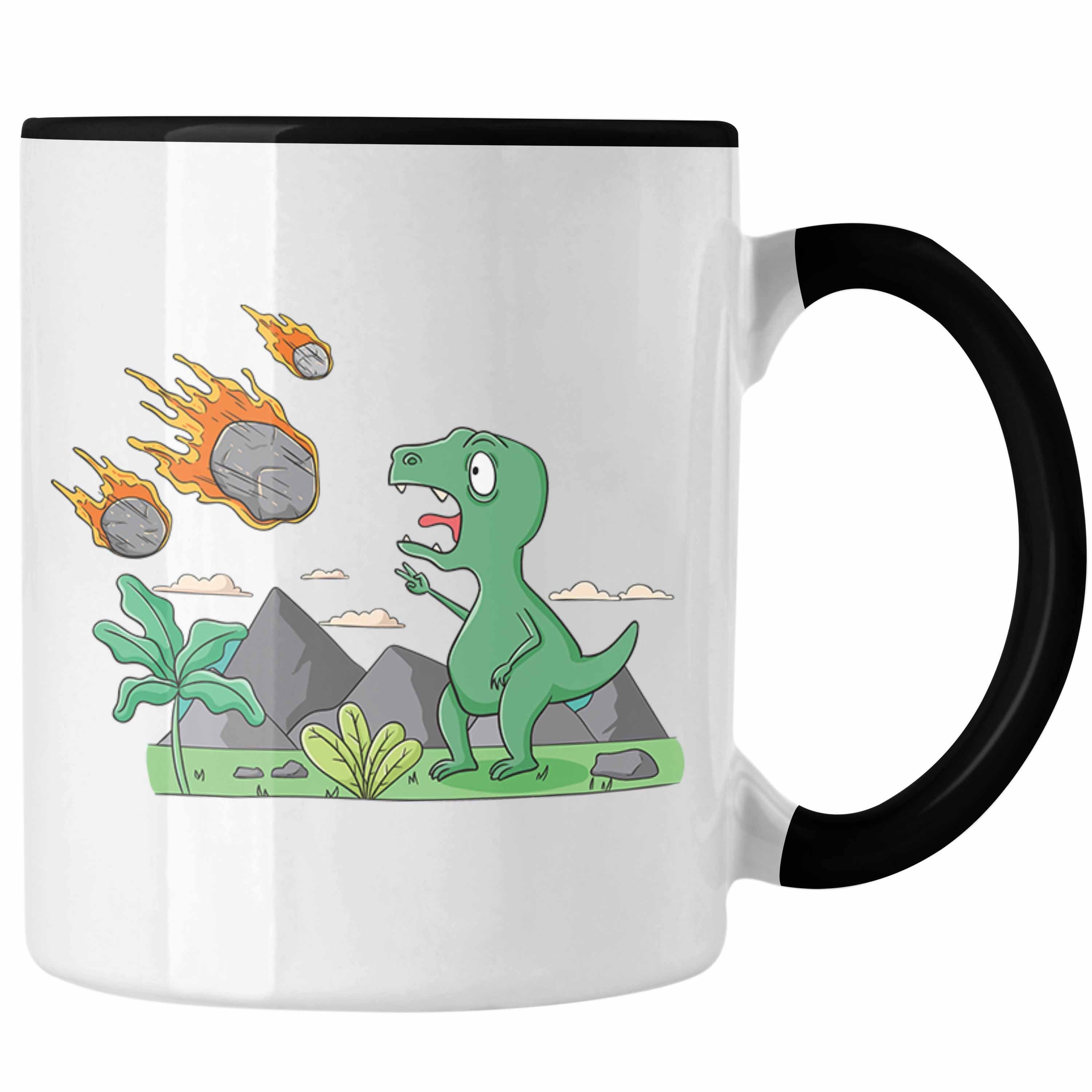 Tasse Dinosaurier Schwarz Tasse Geschenk Trendation Lustig Grafik