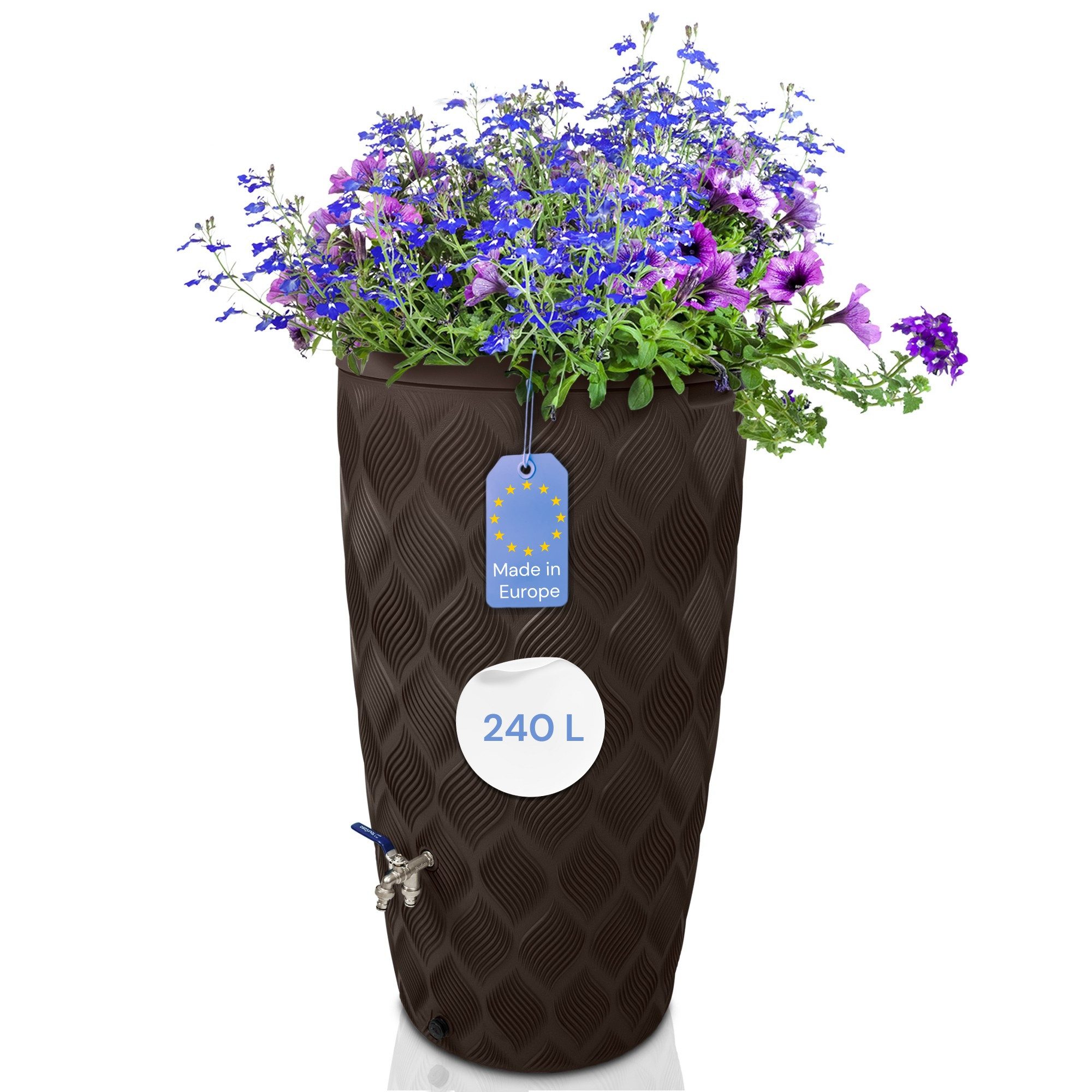 YourCasa Regentonne YourCasa Regentonne 240L [Seabreeze] Regenfass Regenwassertonne, Durchmesser unten: 44,5 cm, Durchmesser oben: 59,5 cm, Höhe: 112 cm