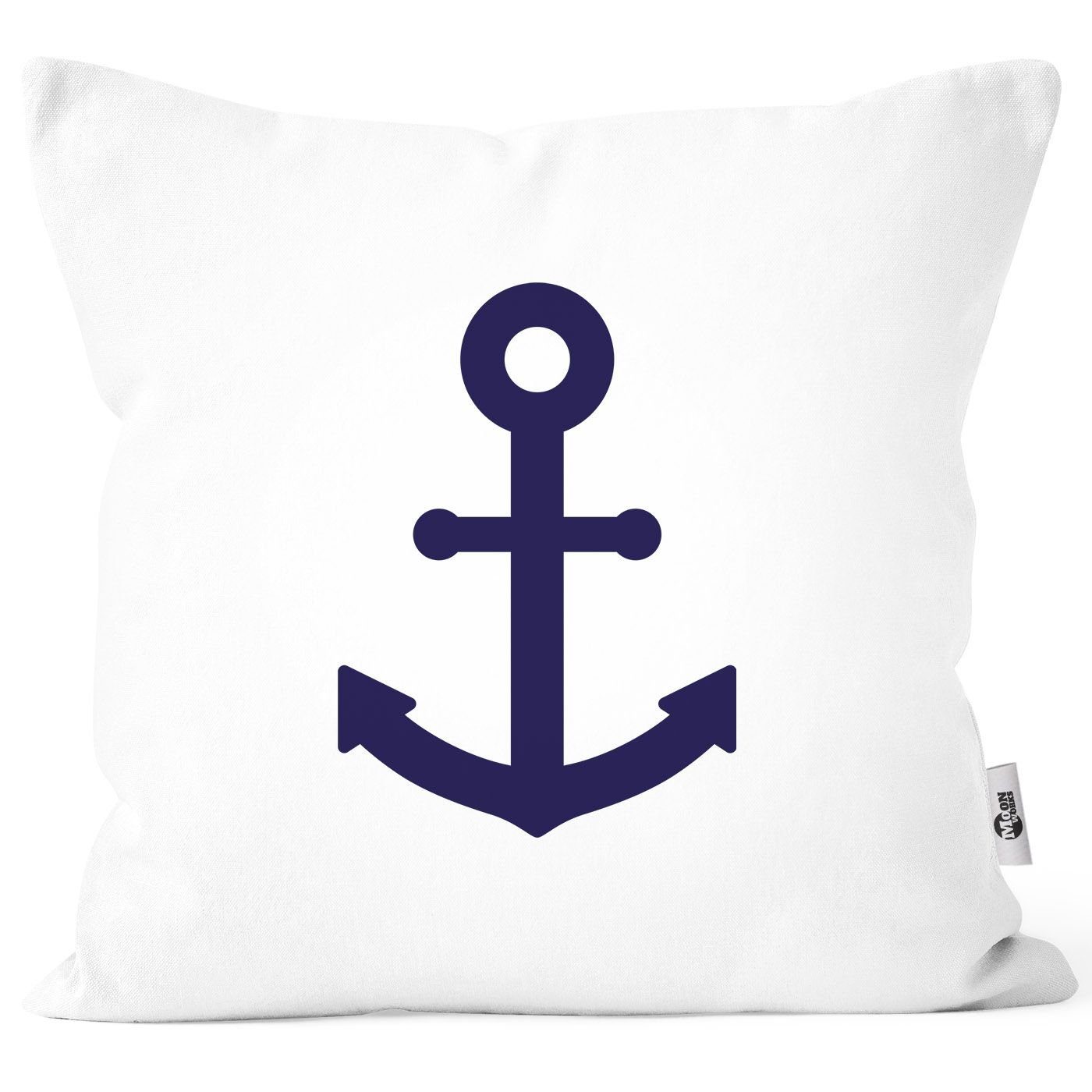MoonWorks Dekokissen Kissenbezug Anker Aufdruck maritimes Motiv Geschenk für Nordlichter Kissenhülle Dekokissen Moonworks®