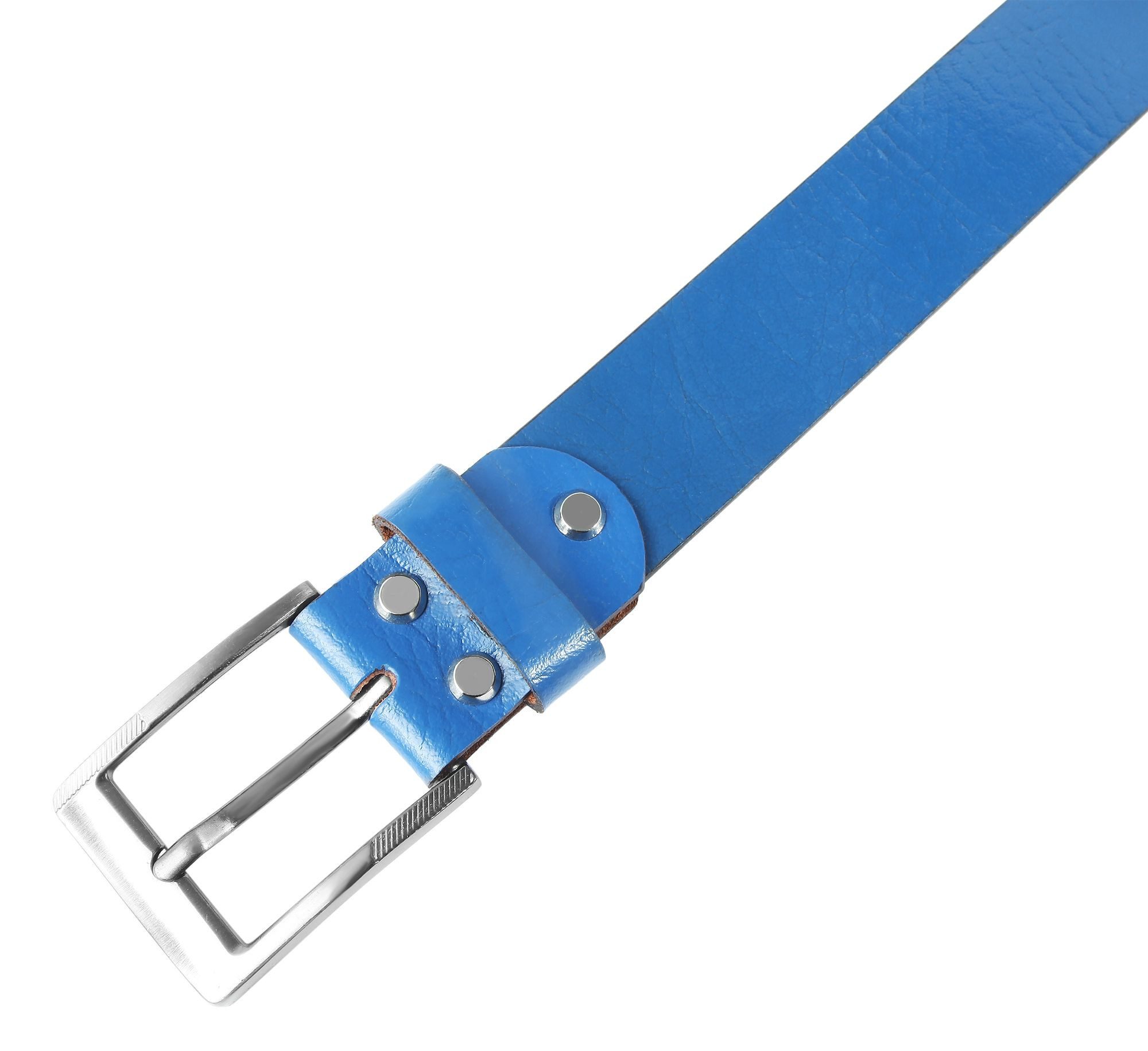 Leonardo Verrelli Ledergürtel hochwertiges Echt Leder, blau, 90 cm - 130 cm (Bundweite)