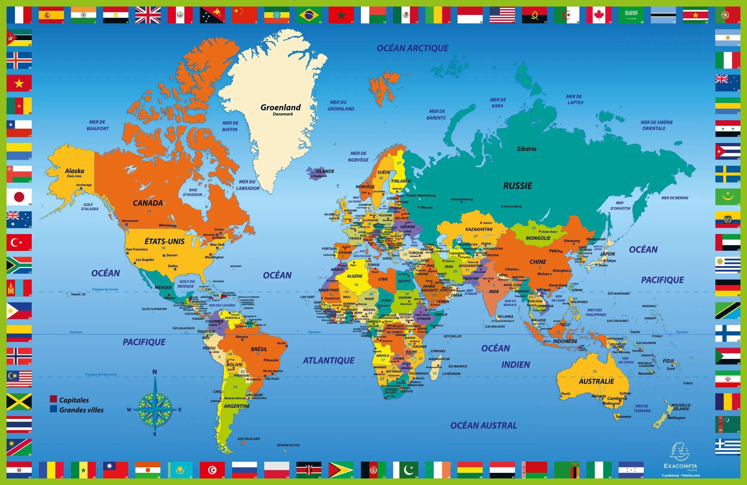 EXACOMPTA Schreibtischunterlage 10x feste Schreibtischunterlage PVC Weltkarte 375x575 cm Motiv 29790E