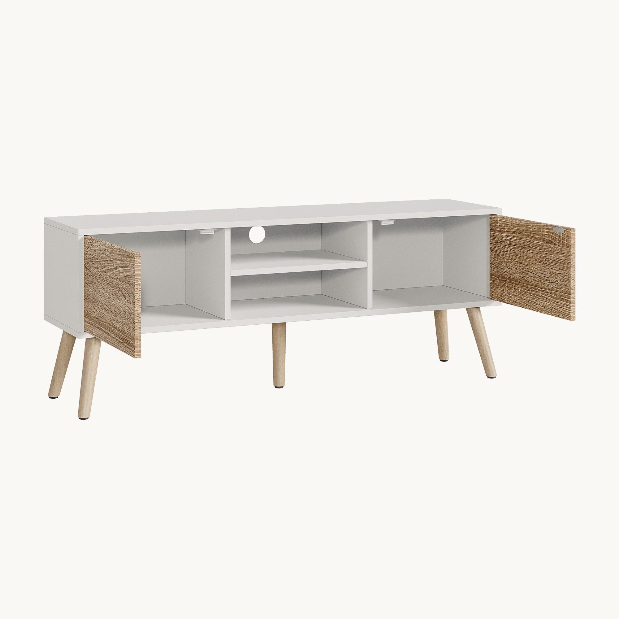 en.casa Lowboard, »Eskilstuna« Fernsehtisch 120x29,5x46,5cm Weiß / Eiche