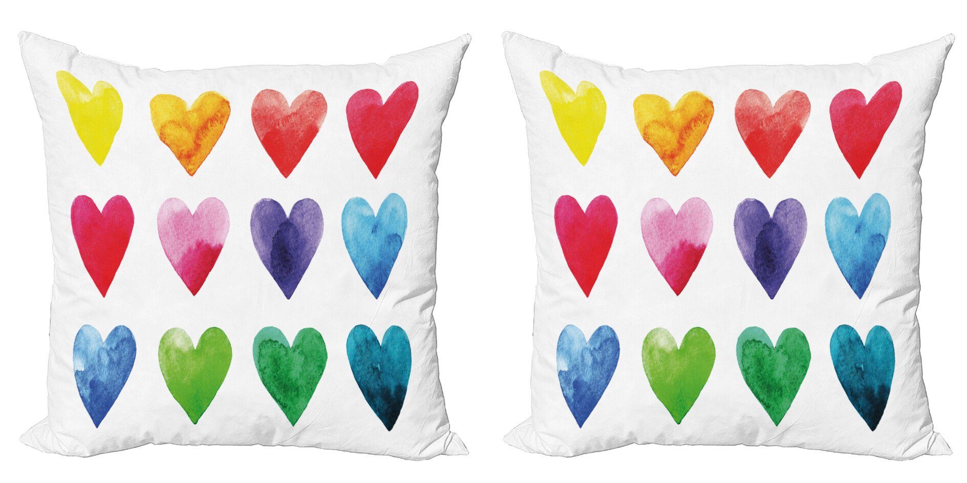 Kissenbezüge Modern Accent Doppelseitiger Valentine Regenbogen-Farben-Herzen Stück), (2 Digitaldruck, Abakuhaus
