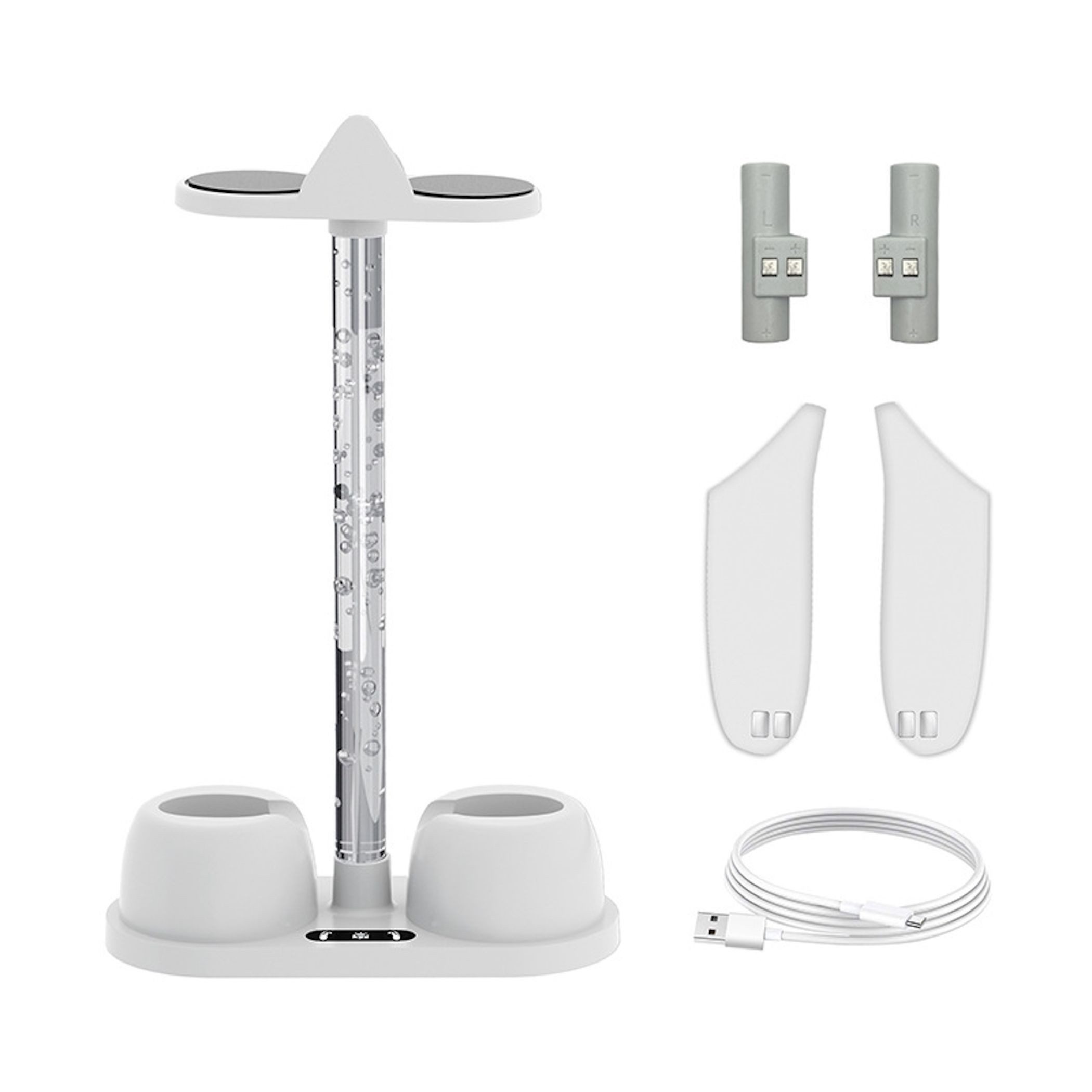 Wigento Für Meta Quest 3 VR Ladestation mit RGB Licht Weiß Zubehör Drohne