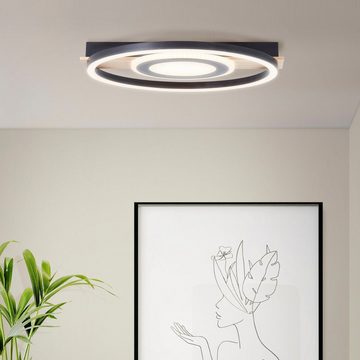 my home LED Deckenleuchte Lysann Deckenlampe, LED fest integriert, Warmweiß, 39 x 37 cm, 22 W, 2900 lm, 3000 K, Holz/Metall, braun/schwarz