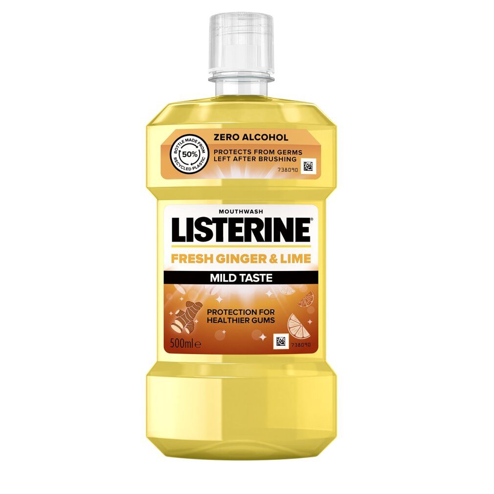Listerine Mundspülung Mouthwash Fresh Ginger & Lime Mild Taste - Volume: 500ml, (Packung)