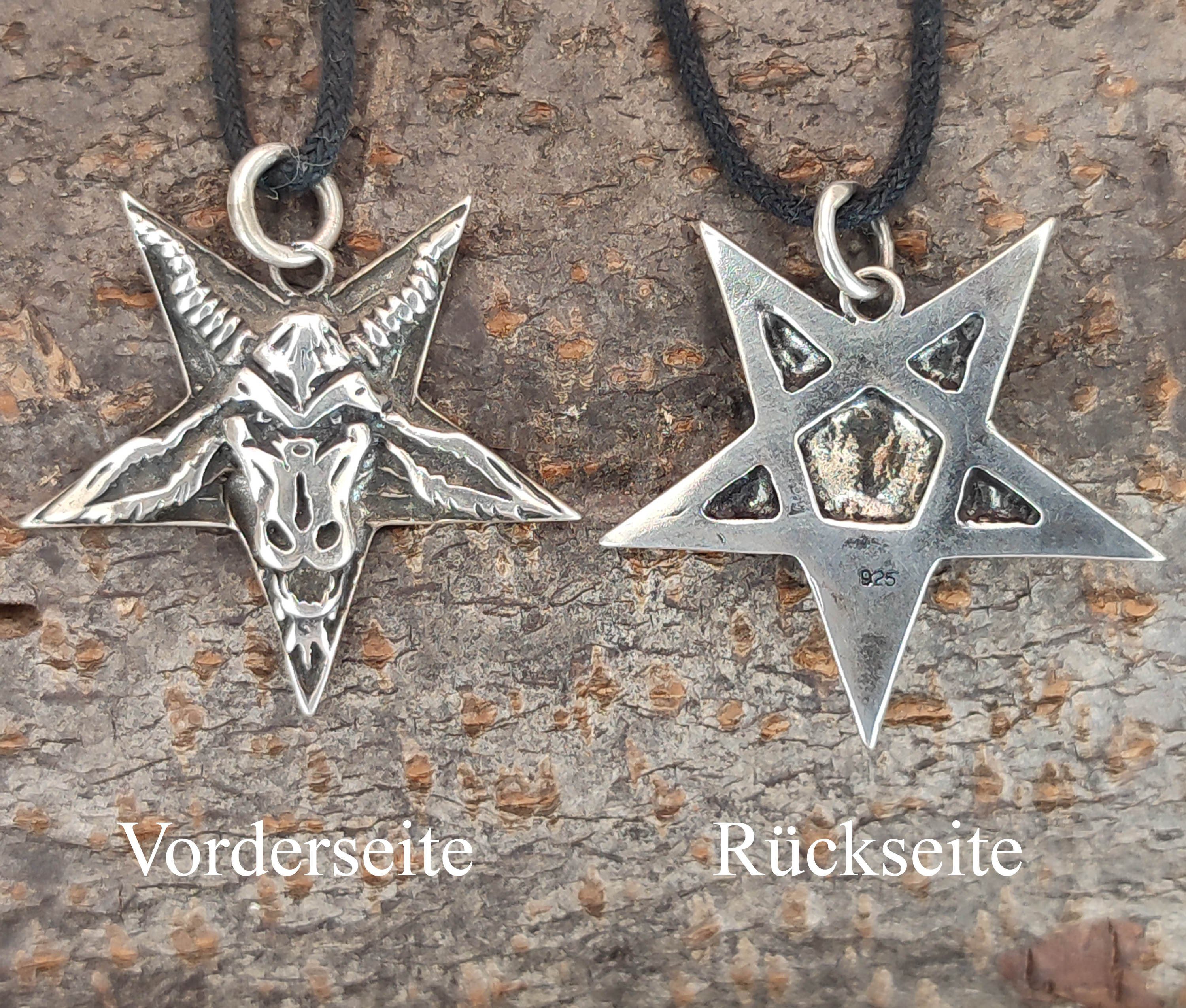 Baphomet Kettenanhänger Leather Anhänger Pentagramm Ziegenkopf Silber 925 Satanist of Kiss
