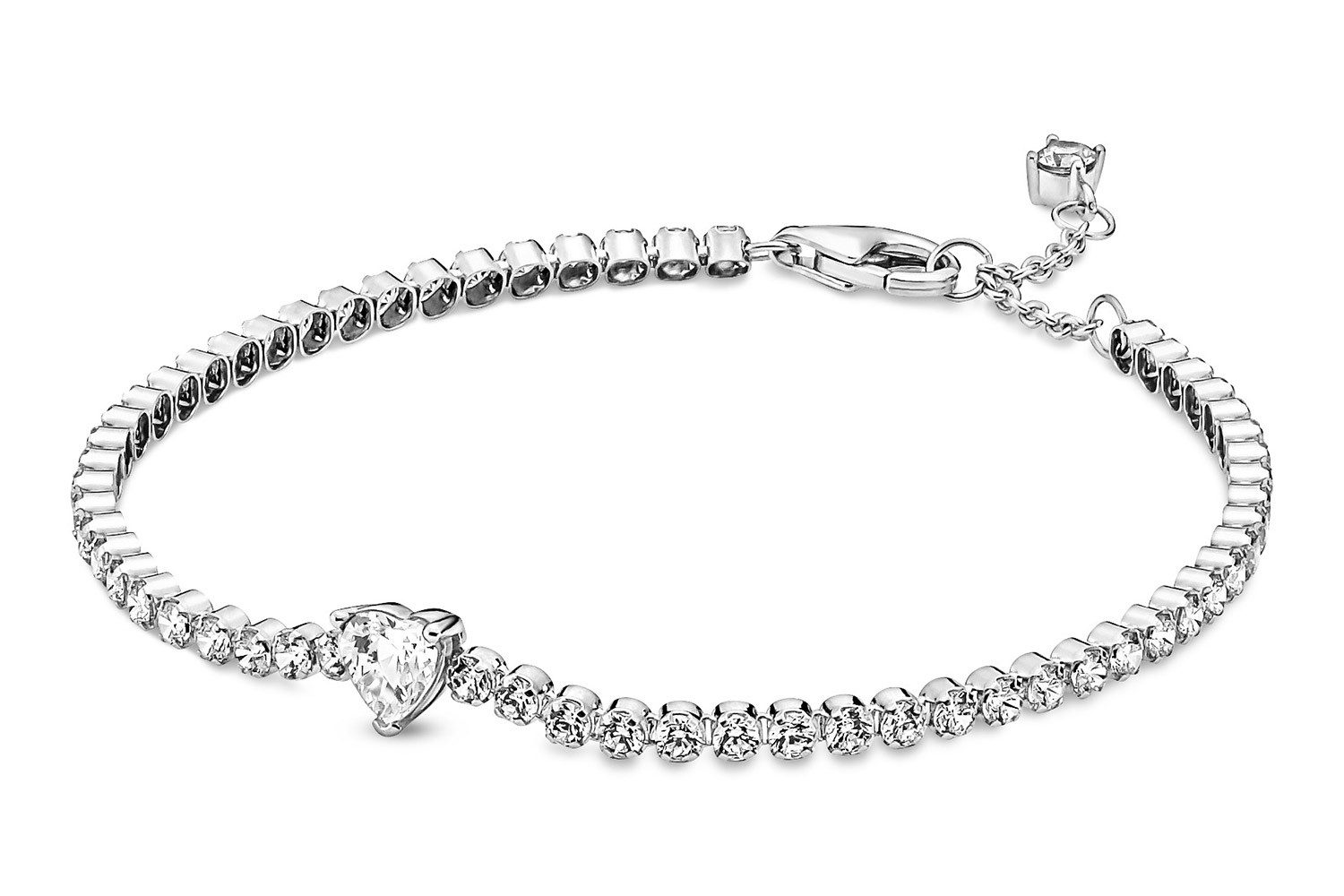 Tennisarmband Funkelndes Herz Silber