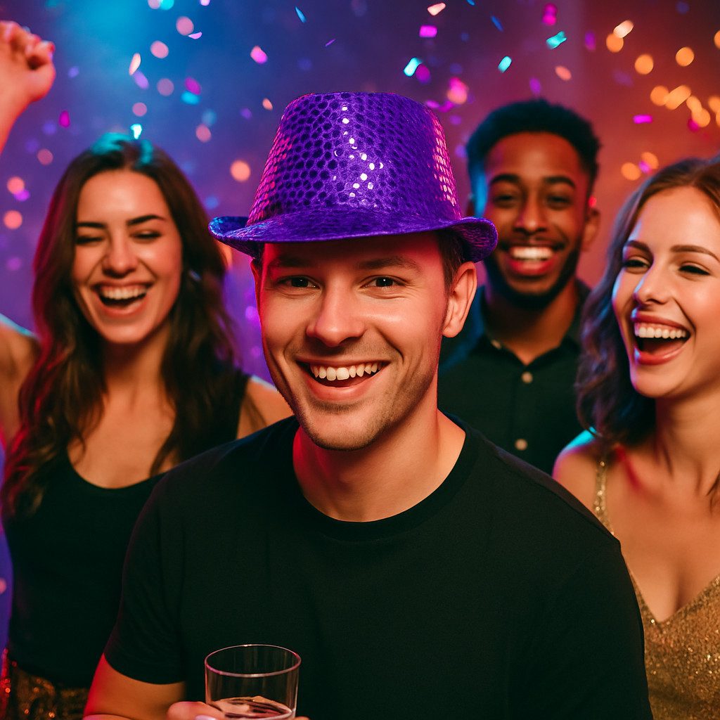 Folat Filzhut Glitzer Pailletten Partyhut für Damen & Herren Kostümaccessoire Funkelnd, leicht, vielseitig