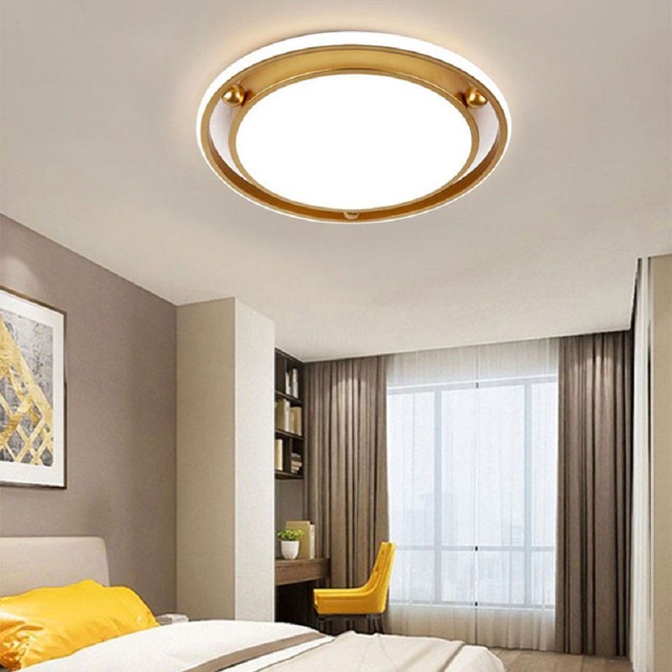 Daskoo Deckenleuchten 38W Modern LED Deckenlampe mit Fernbedienung Dimmbar Schlafzimmer, LED fest integriert, Warmweiß/Neutralweiß/Kaltweiß, LED Deckenleuchte stufenlos dimmbar Golden | Deckenlampen