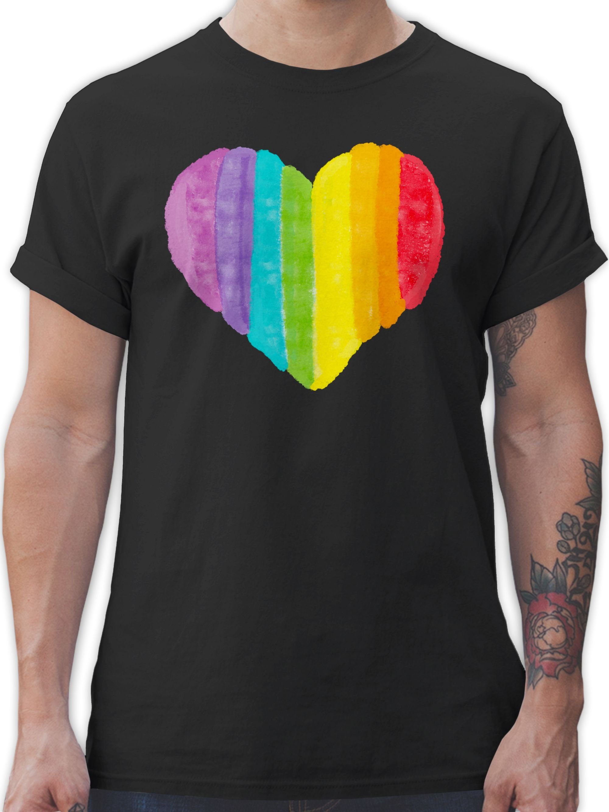 Shirtracer T-Shirt Regenbogen Herz LGBT Kleidung