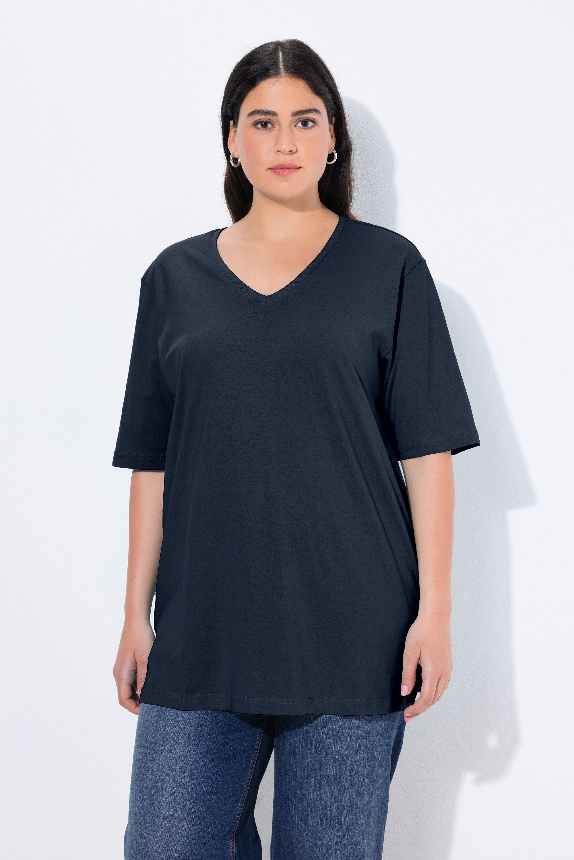 Ulla Popken T-Shirt T-Shirt V-Ausschnitt Relaxed günstig online kaufen