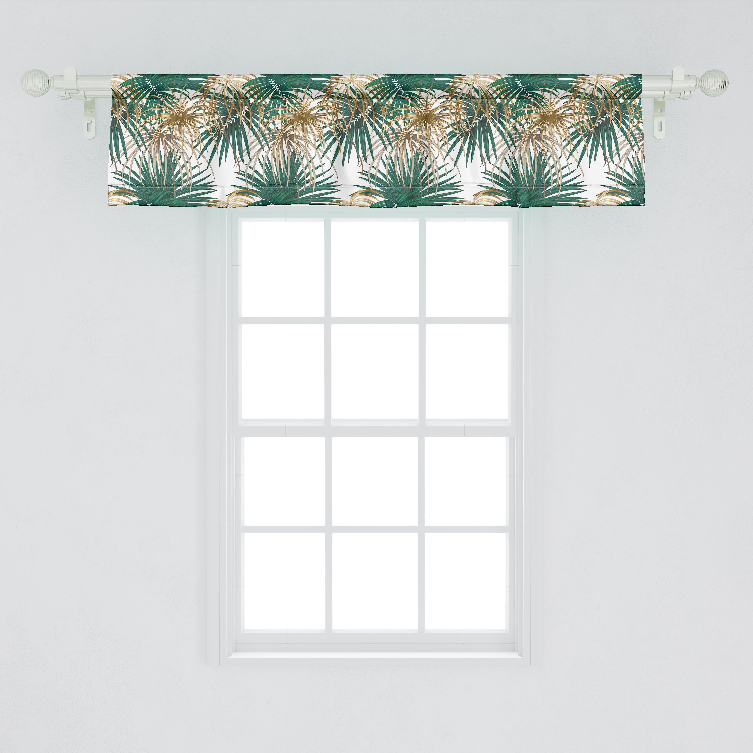 Abakuhaus, Stangentasche, mit Vorhang Dekor Volant Lange Scheibengardine Blattpflanzen für Microfaser, Dschungel-Laub Schlafzimmer Küche